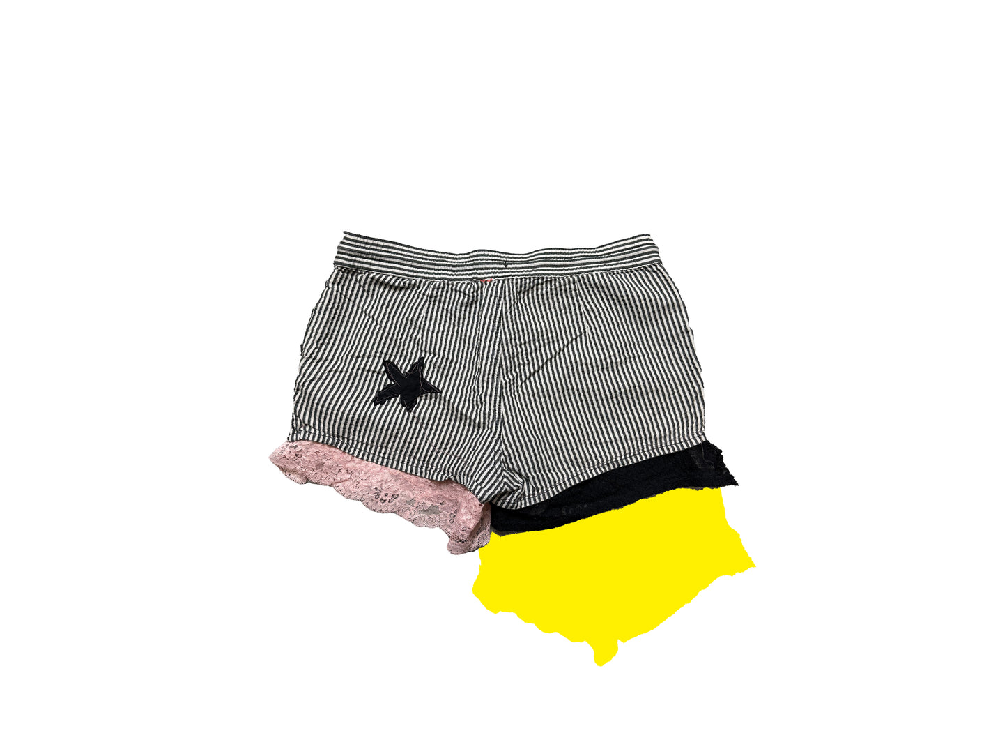 Upcycled Striped Shorts with Star Detail by ATAR HILOS ROJOS S