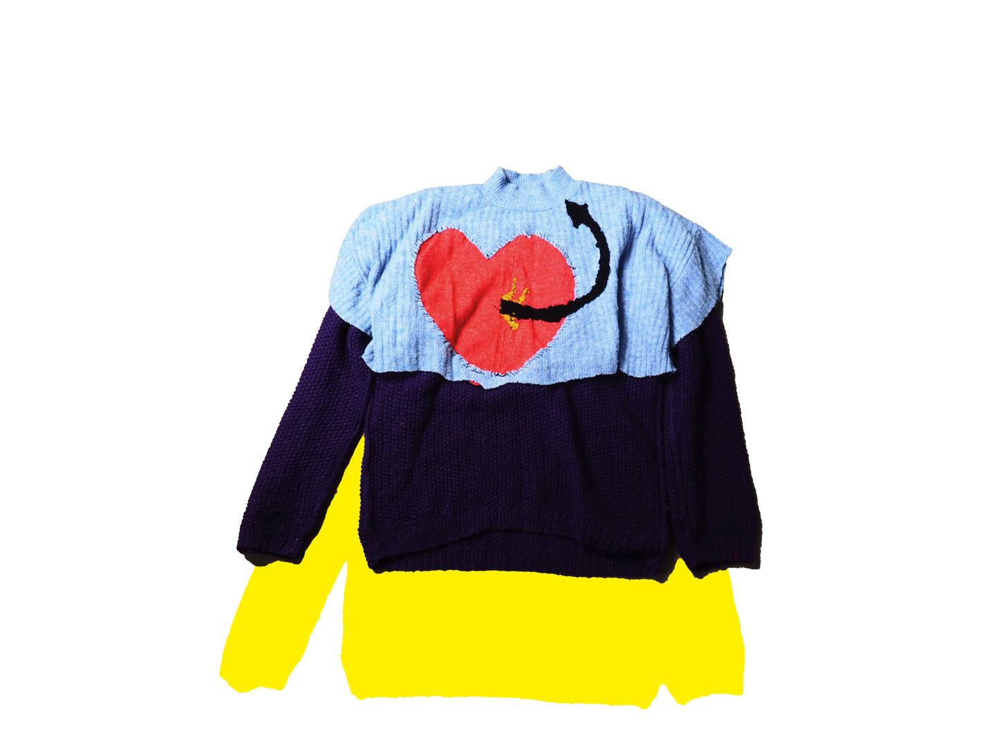 Upcycled Demon Heart Patch Sweater by ATAR HILOS ROJOS L