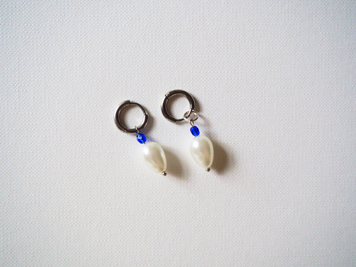 BLUE TEAR Earrings in Silver Tone by Hoshocosho