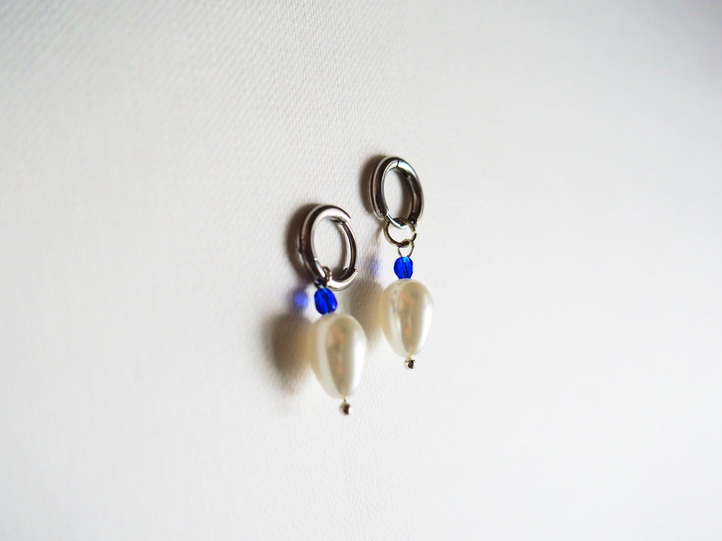 BLUE TEAR Earrings in Silver Tone by Hoshocosho