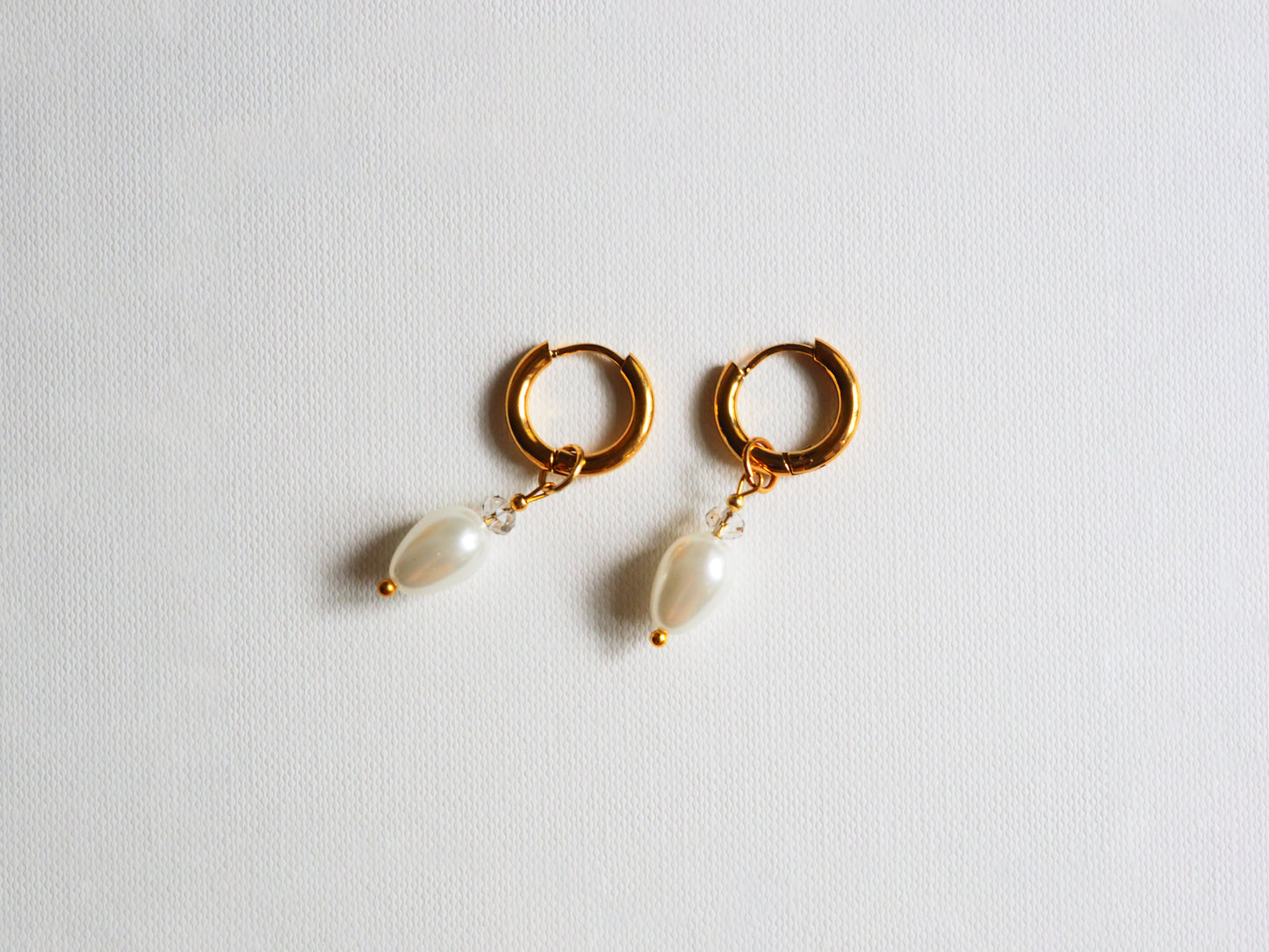 CRYSTAL TEAR Earrings in Gold Tone by Hoshocosho