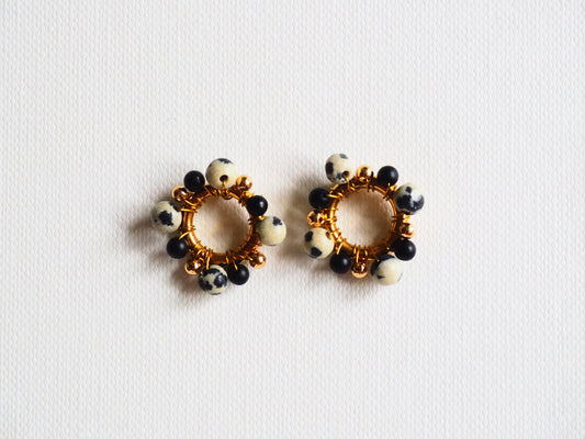 Stud FLOWER Earrings in Gold Tones by Hoshocosho