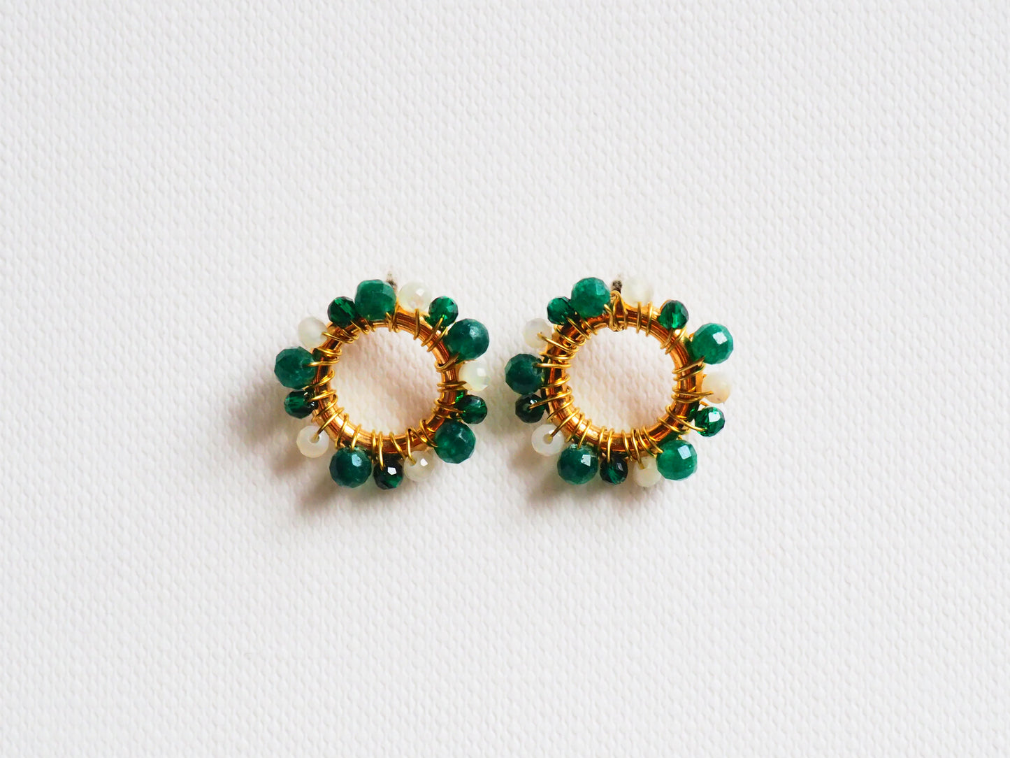 Stud FLOWER Earrings in Gold Tones by Hoshocosho