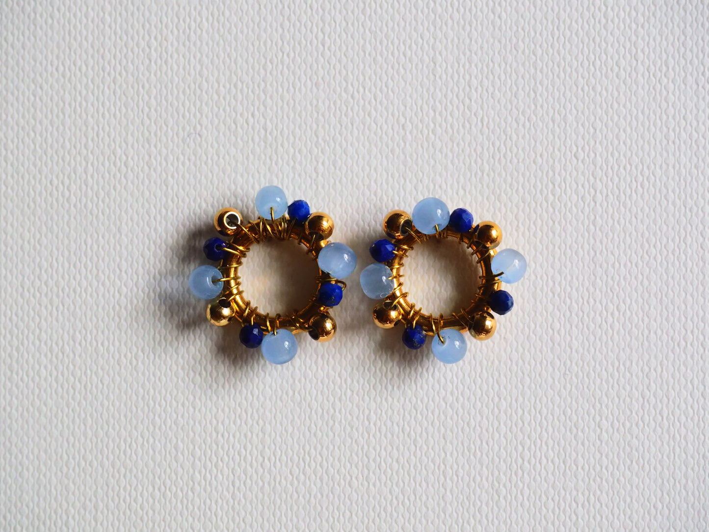 Stud FLOWER Earrings in Gold Tones by Hoshocosho