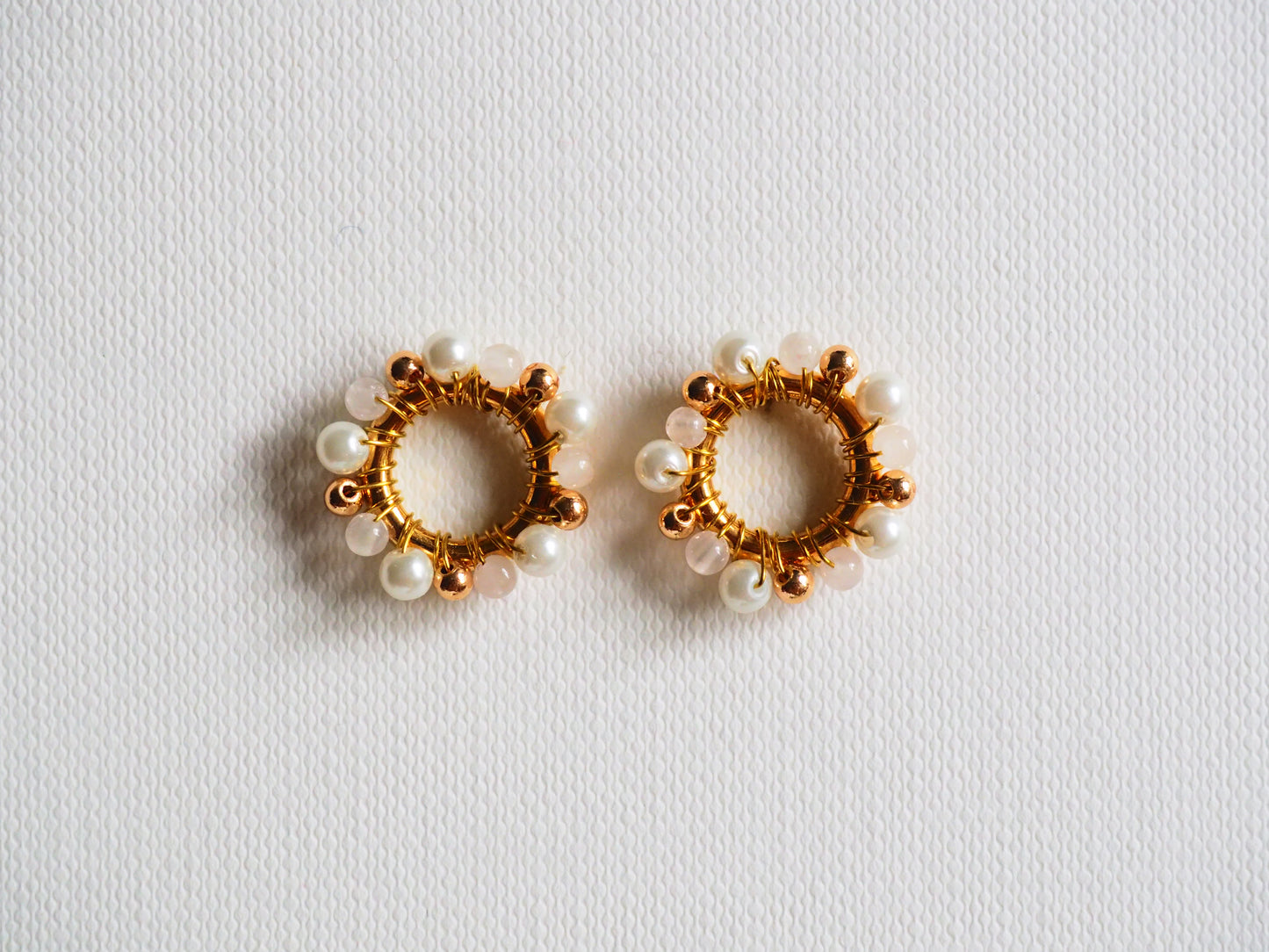 Stud FLOWER Earrings in Gold Tones by Hoshocosho