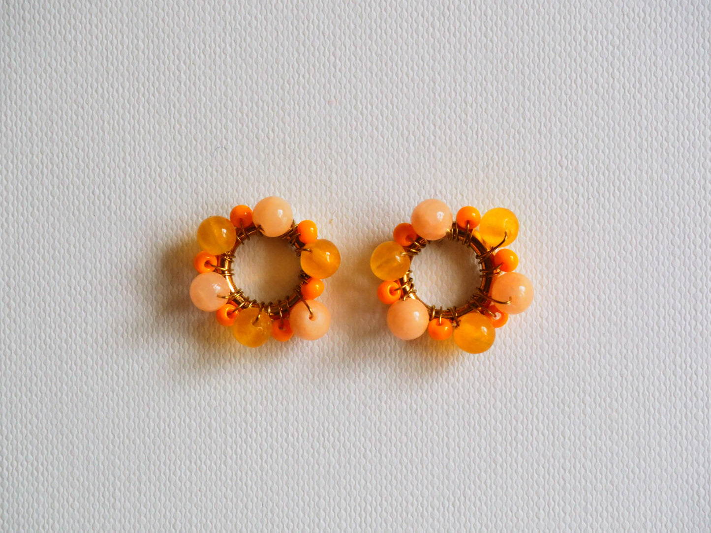 Stud FLOWER Earrings in Gold Tones by Hoshocosho