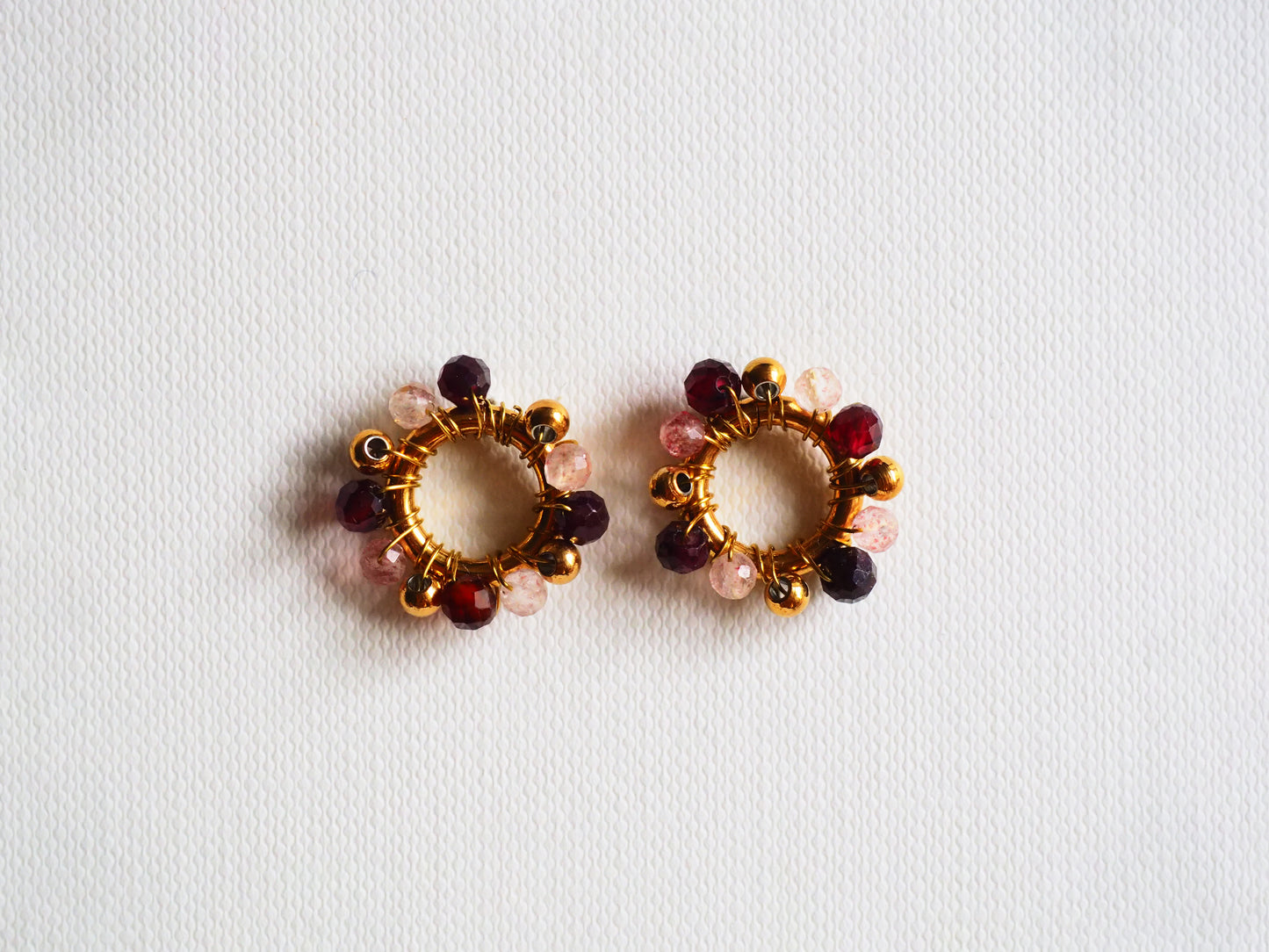 Stud FLOWER Earrings in Gold Tones by Hoshocosho