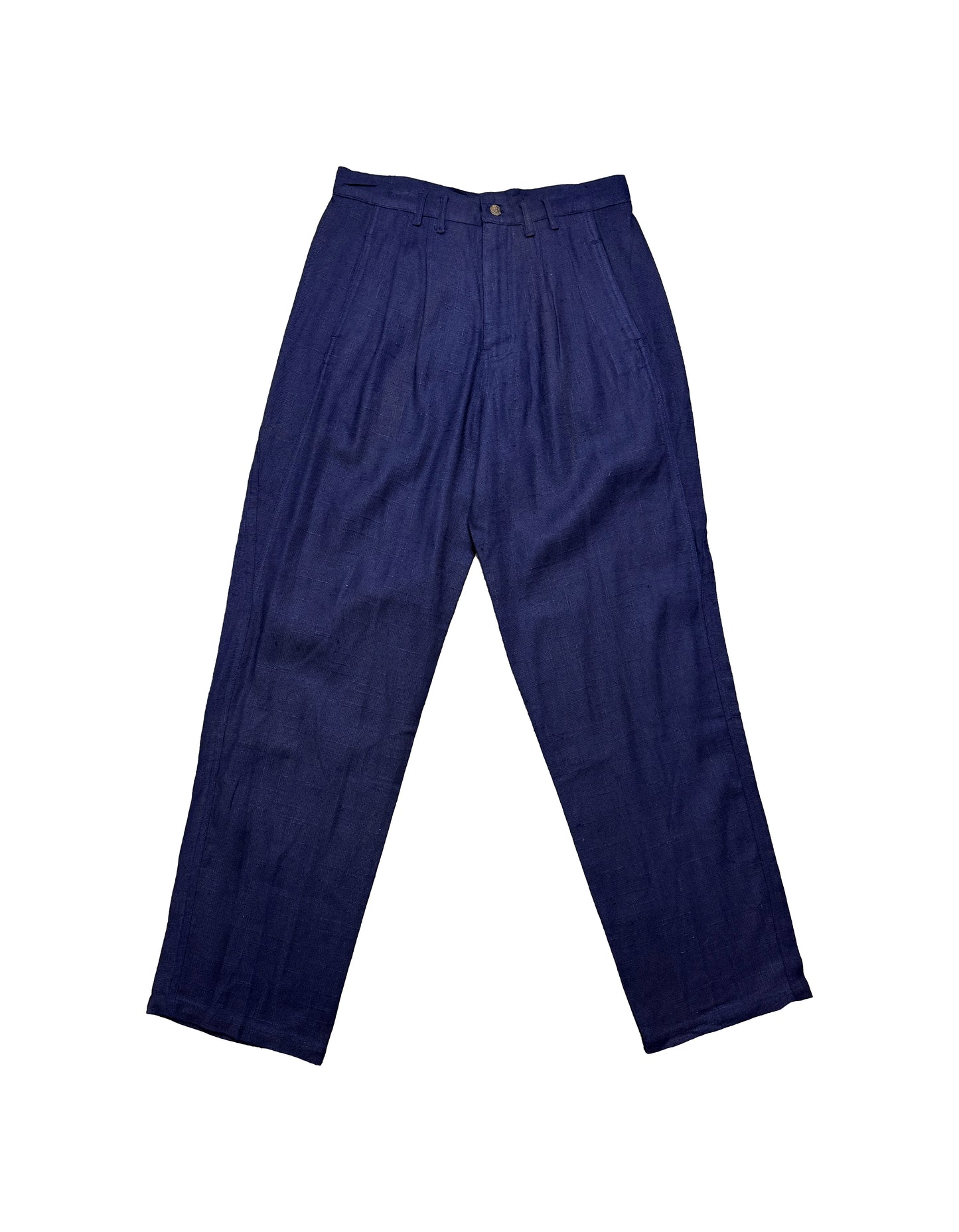 Hemp Pleated Trousers in Blue by HEMPMADE