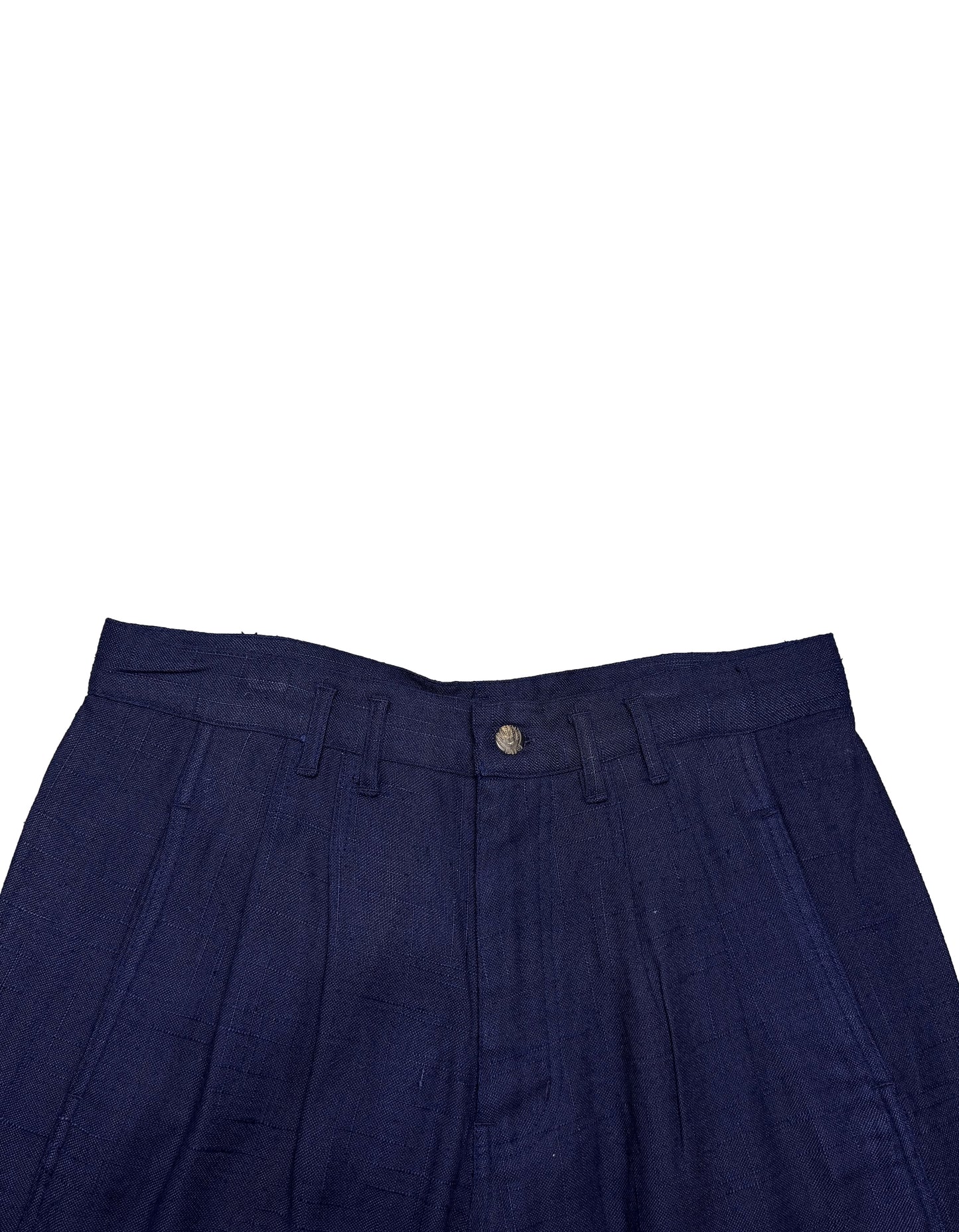 Hemp Pleated Trousers in Blue by HEMPMADE