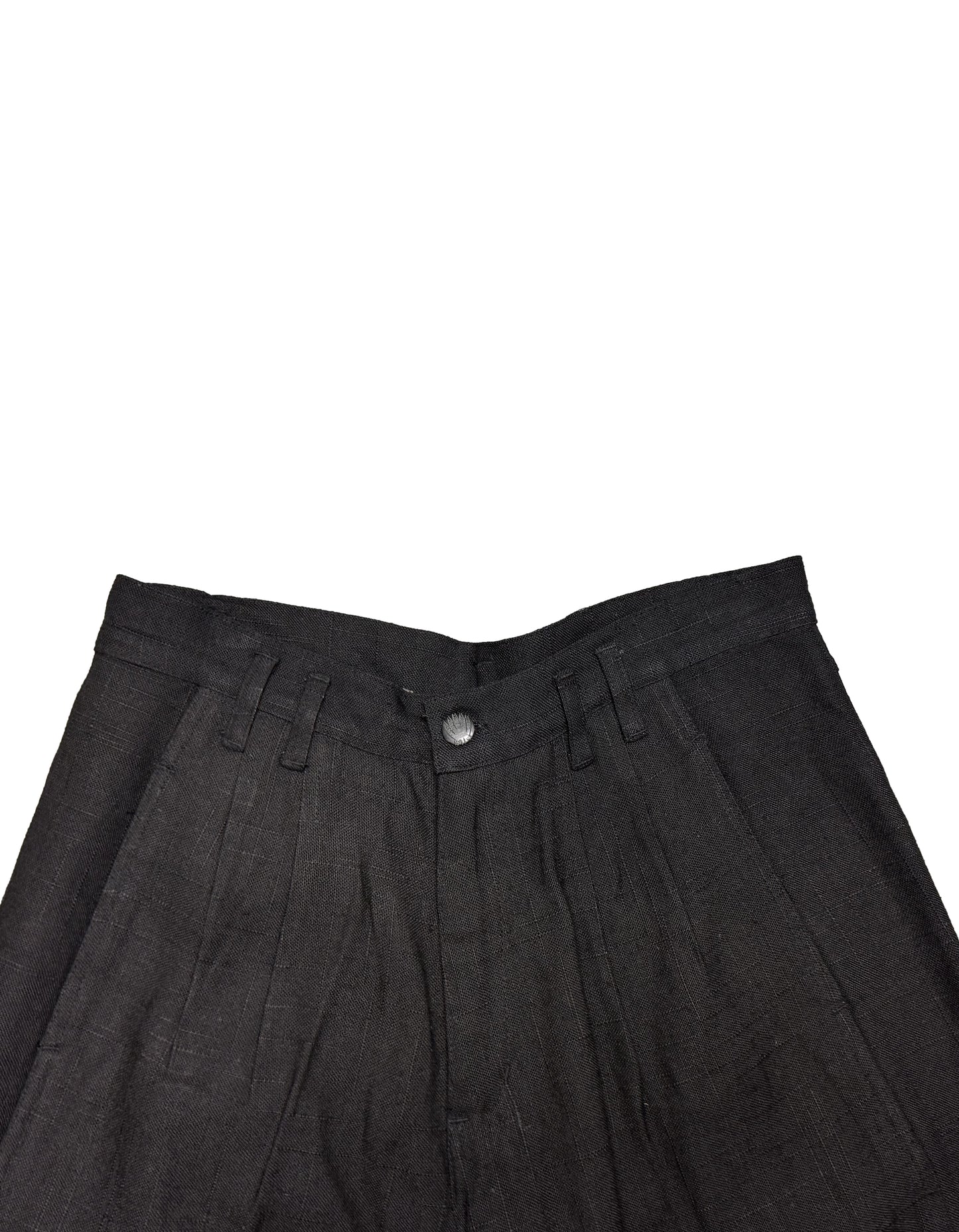 Pantalones plisados ​​de cáñamo en color negro de HEMPMADE 