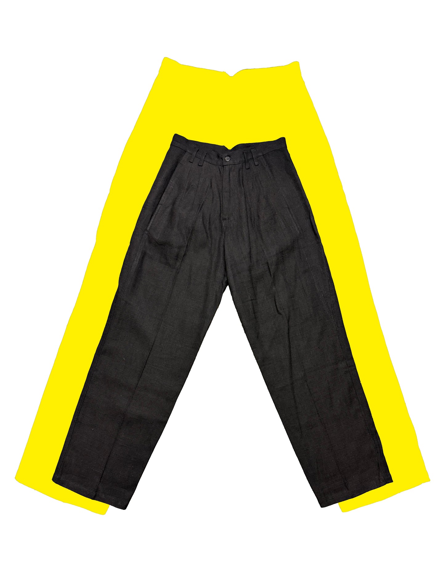 Pantalones plisados ​​de cáñamo en color negro de HEMPMADE 