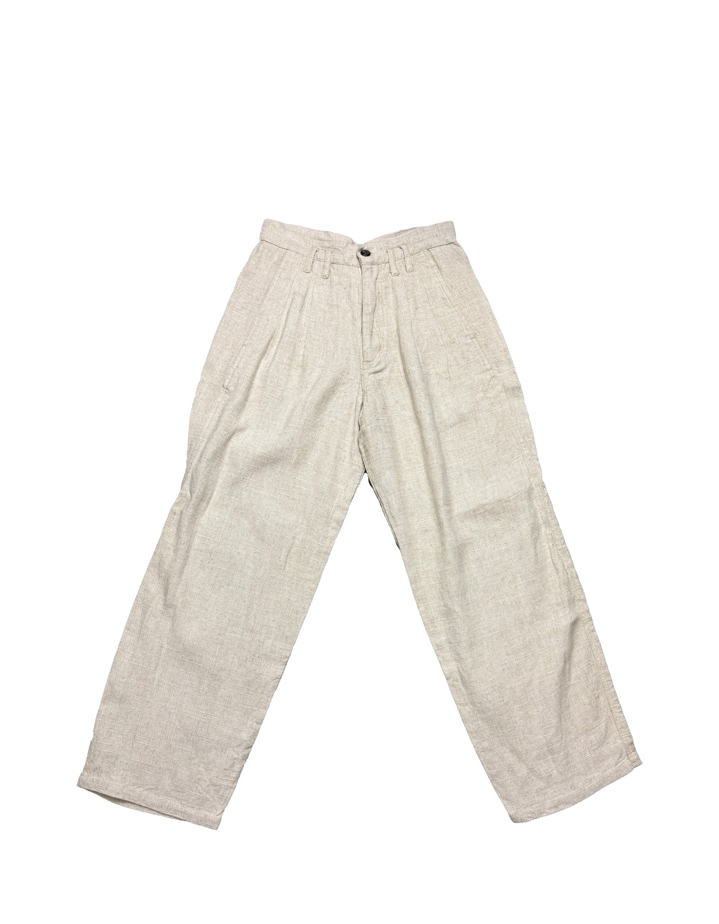 Hemp Pleated Trousers in Ivory White by HEMPMADE