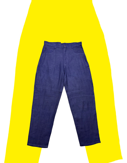 Hemp Straight Cut Trousers in Blue by HEMPMADE