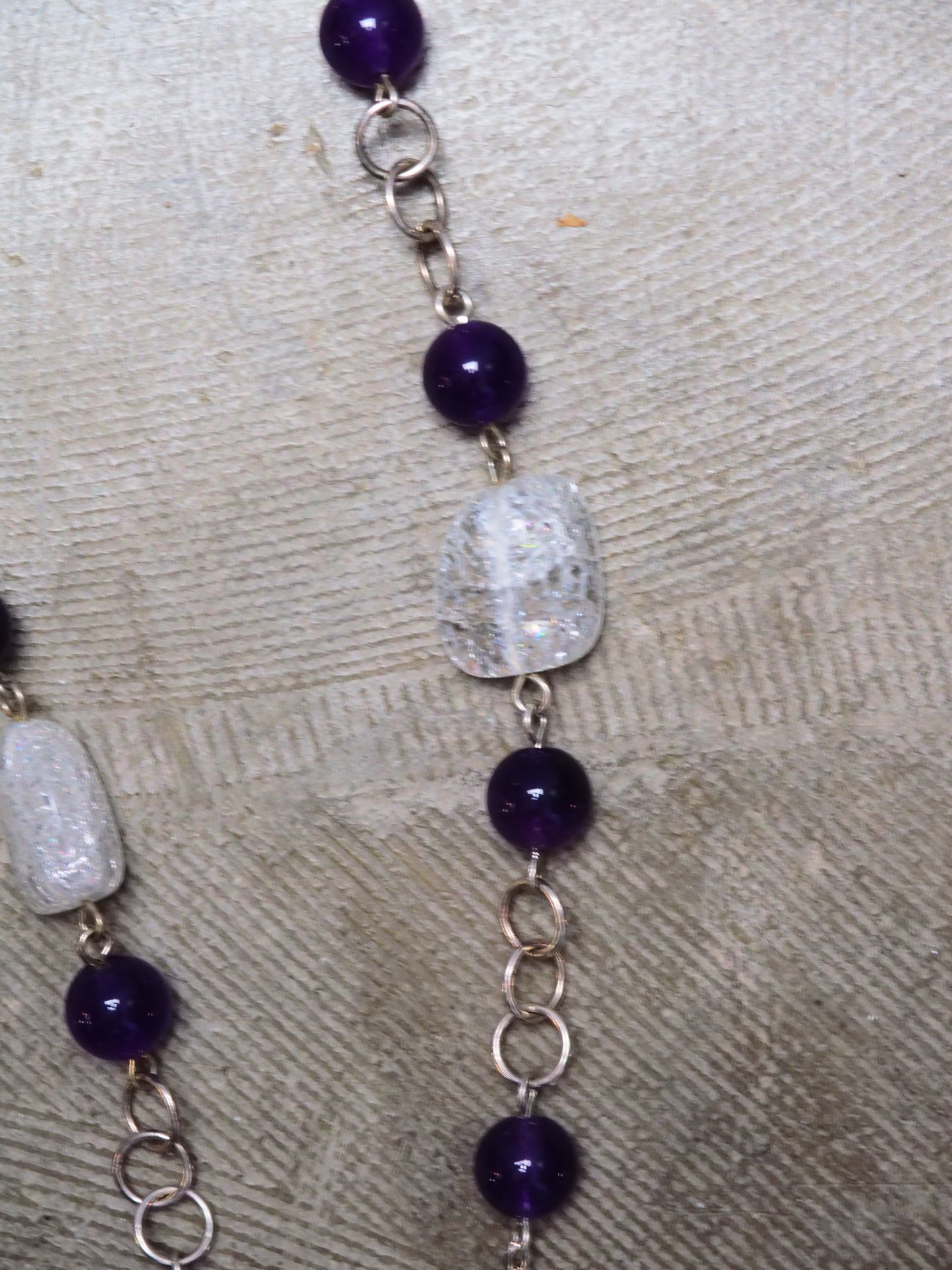 Heart Pendant Amethyst and Quartz on Silver Chain Necklace by JANI