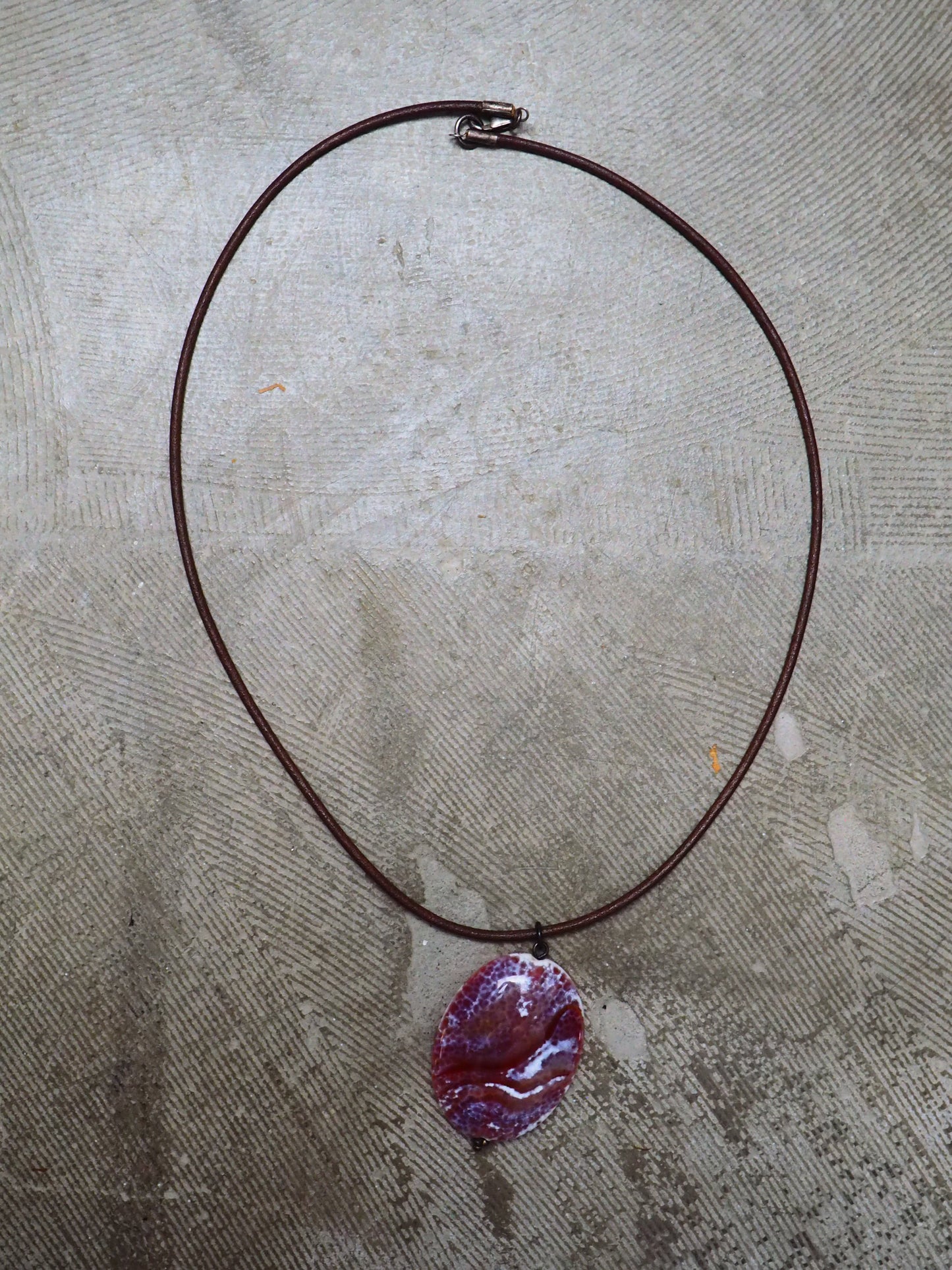 Leather Cord and Purple Agate Pendant Necklace by JANI