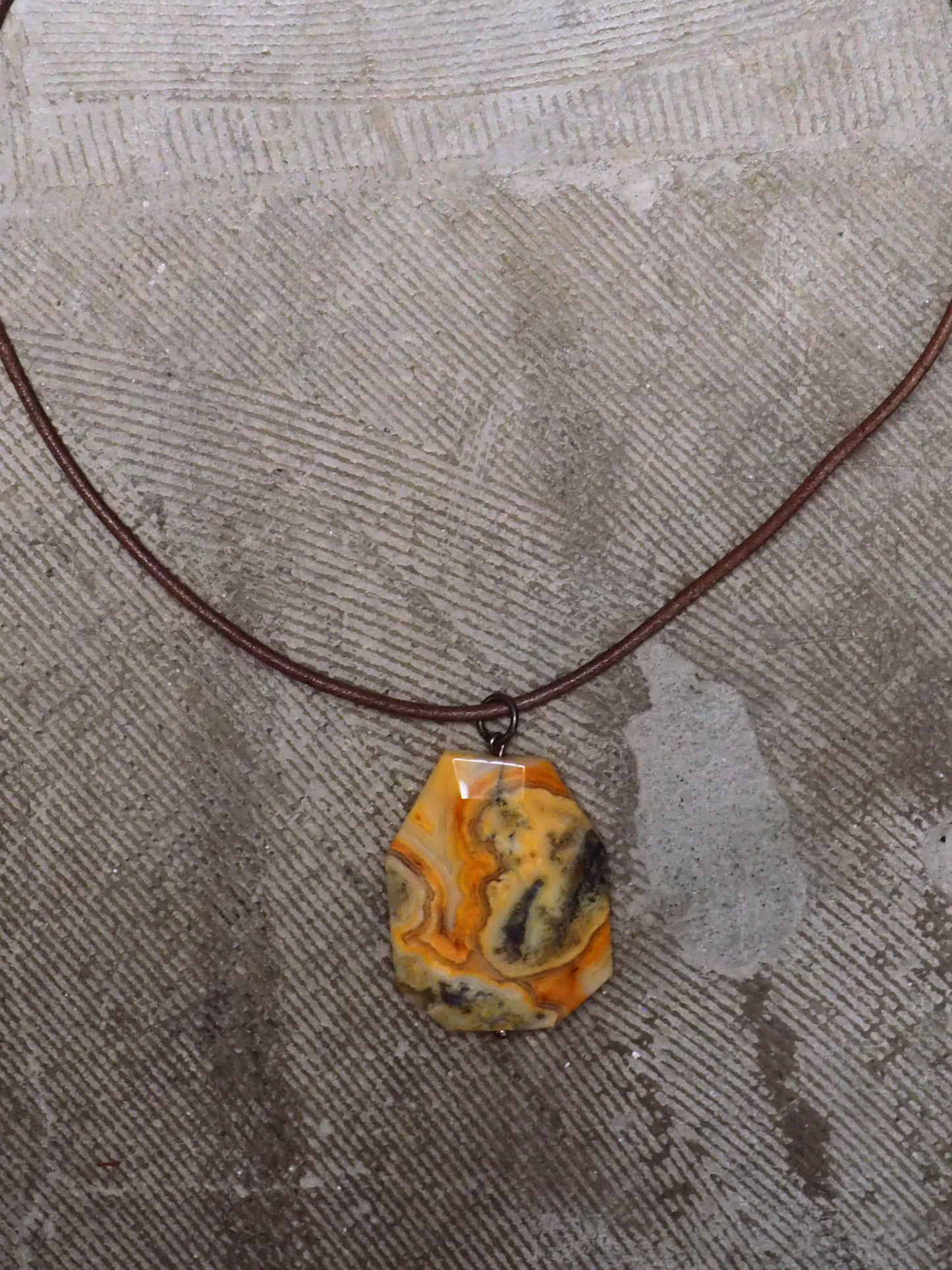 Fluid Jasper Pendant and Leather Cord Necklace by JANI