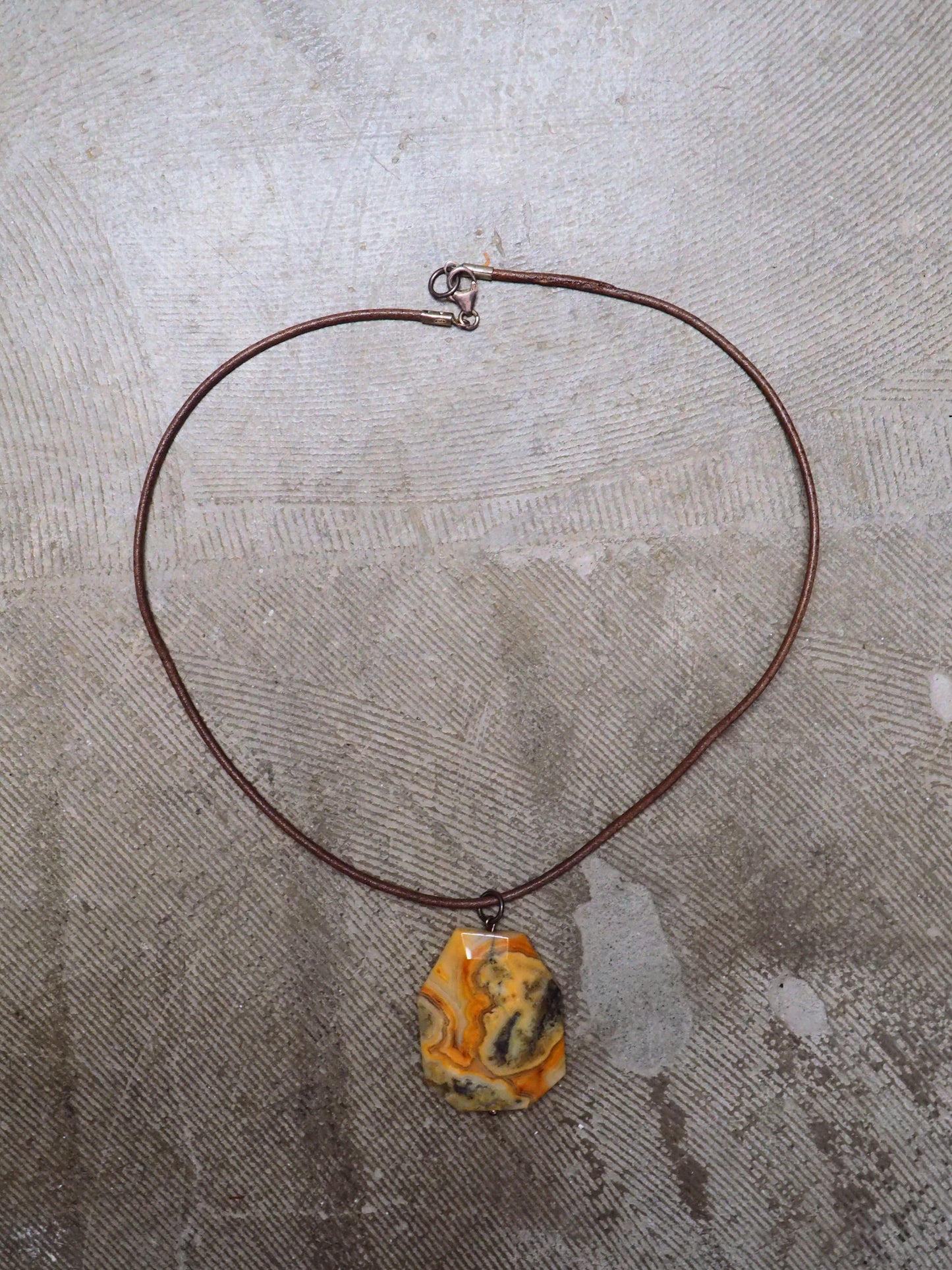 Fluid Jasper Pendant and Leather Cord Necklace by JANI