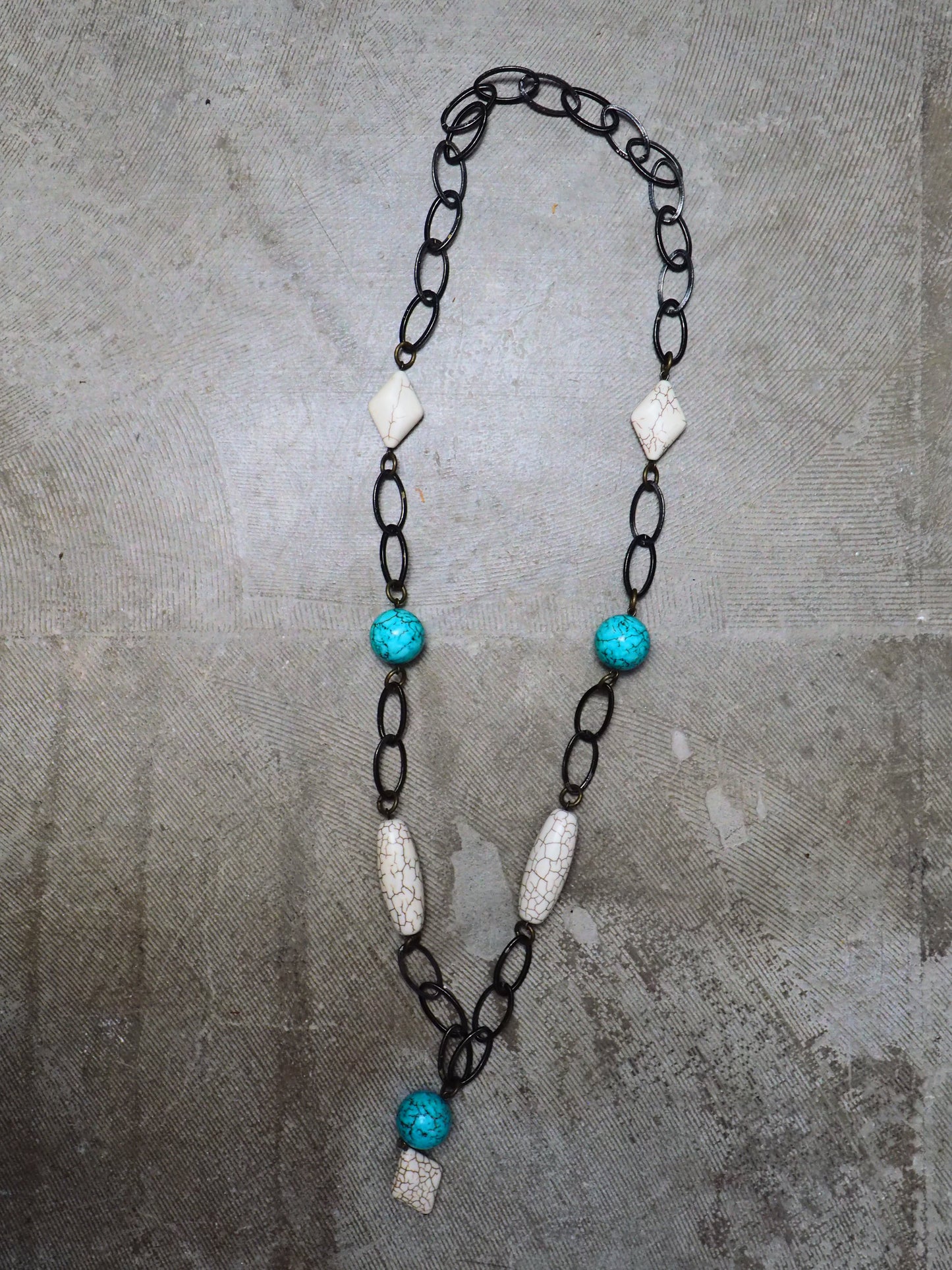 Turquenite and Howlite on Metal Chain Necklace by JANI