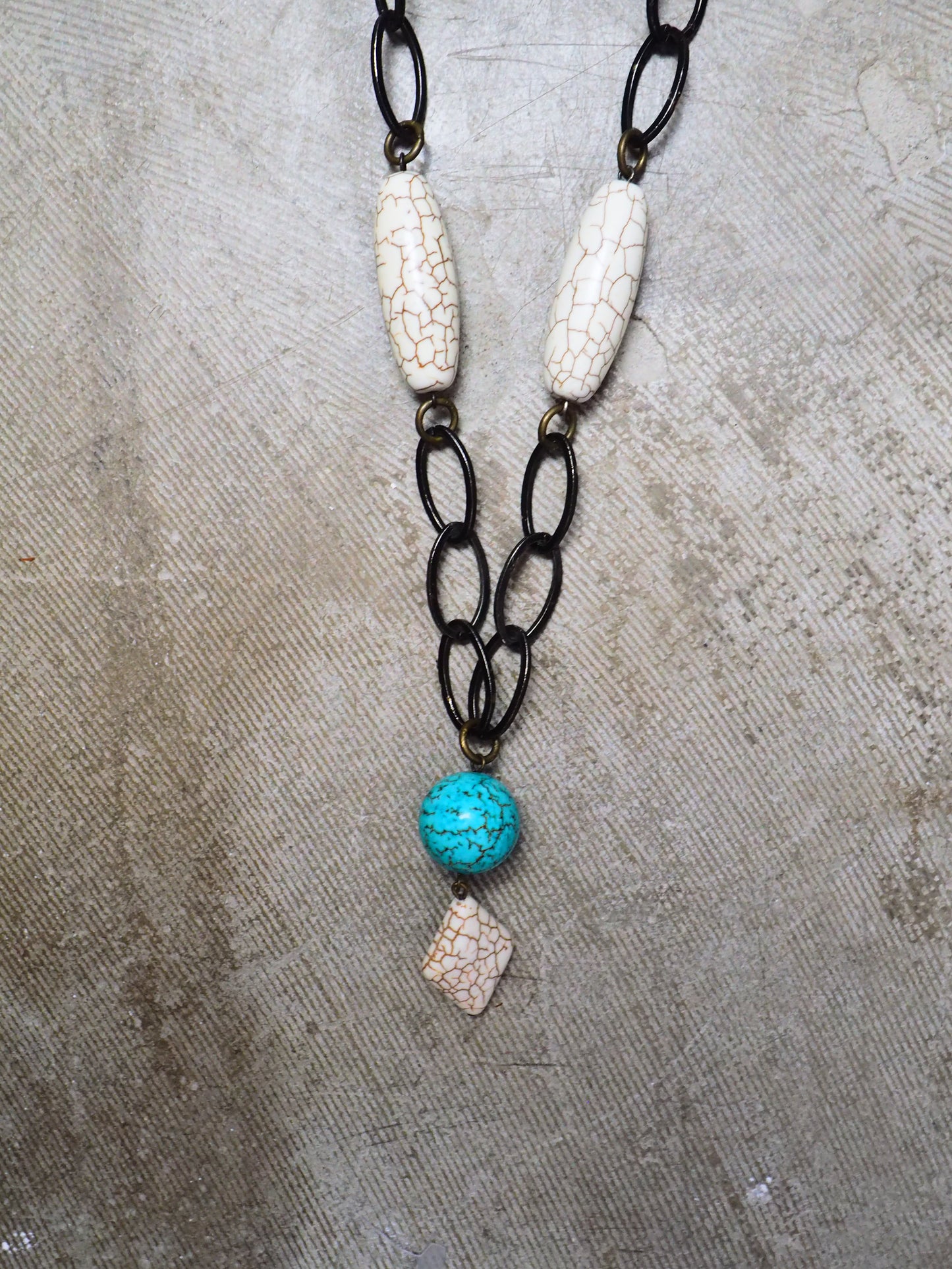 Turquenite and Howlite on Metal Chain Necklace by JANI