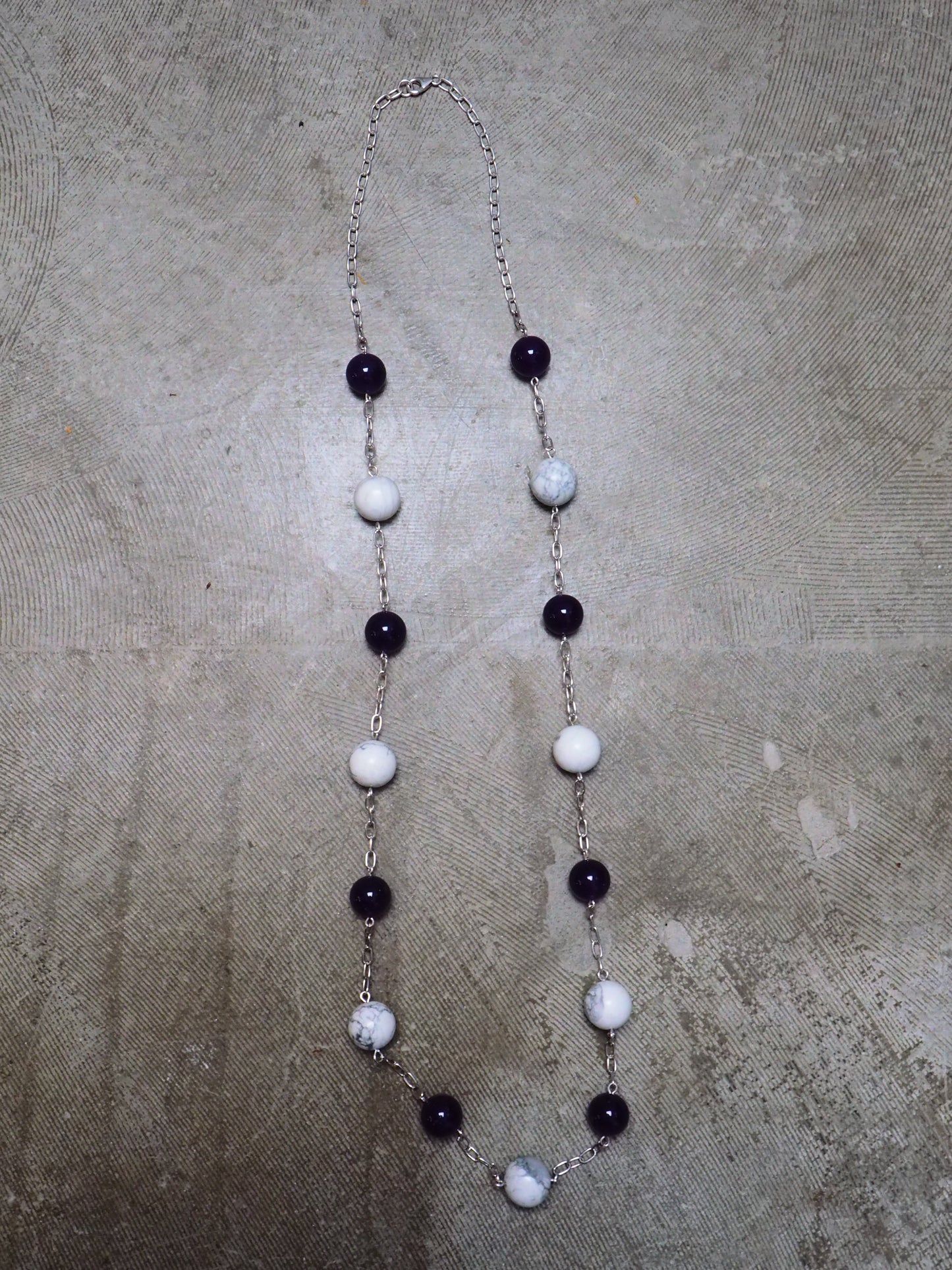 Amethyst and Howlite on Silver Chain Necklace by JANI