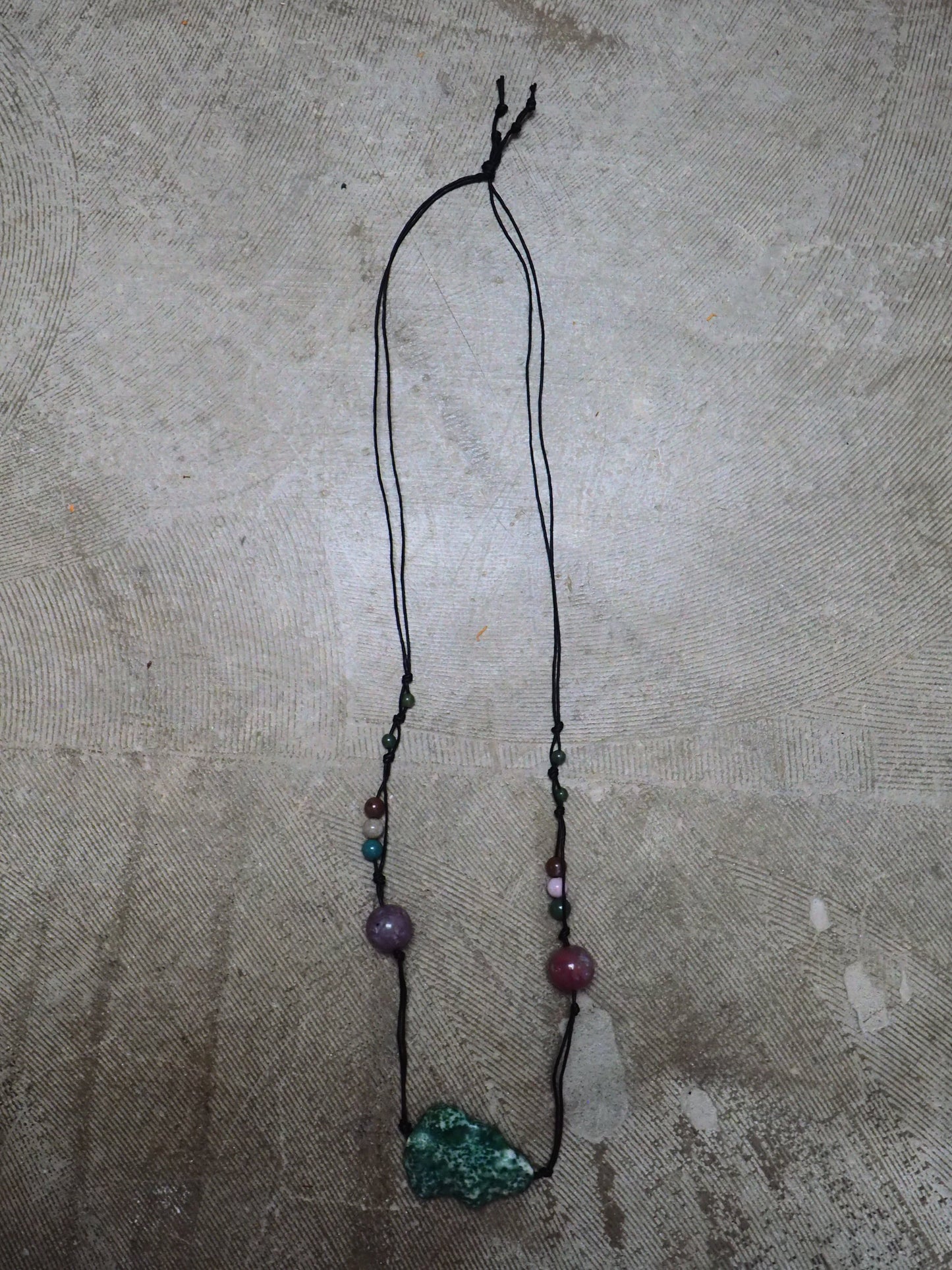 Chrysocolla and Mixed Agate Leather Cord Necklace by JANI