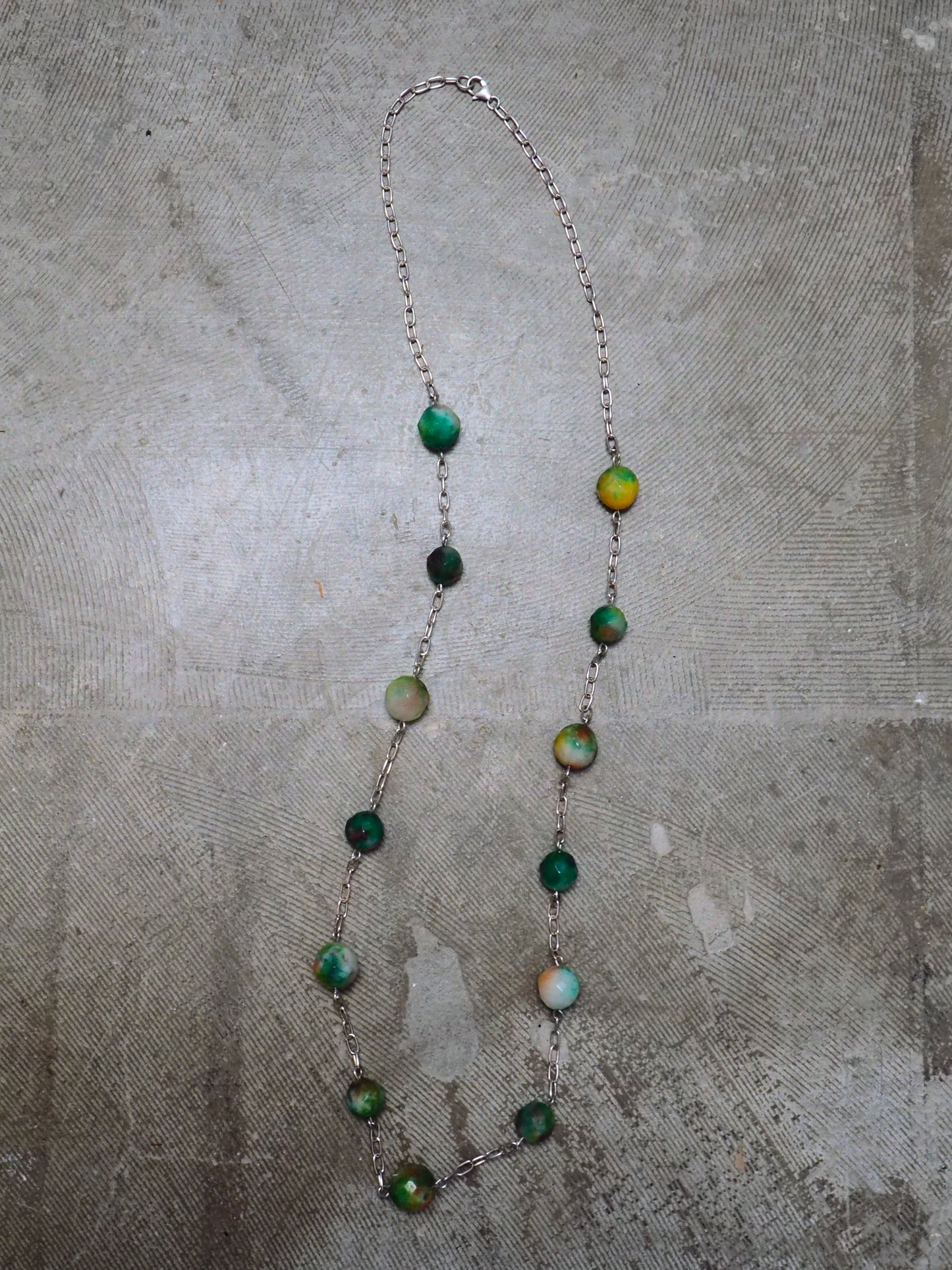 Tricolor Jade and Silver Necklace by JANI