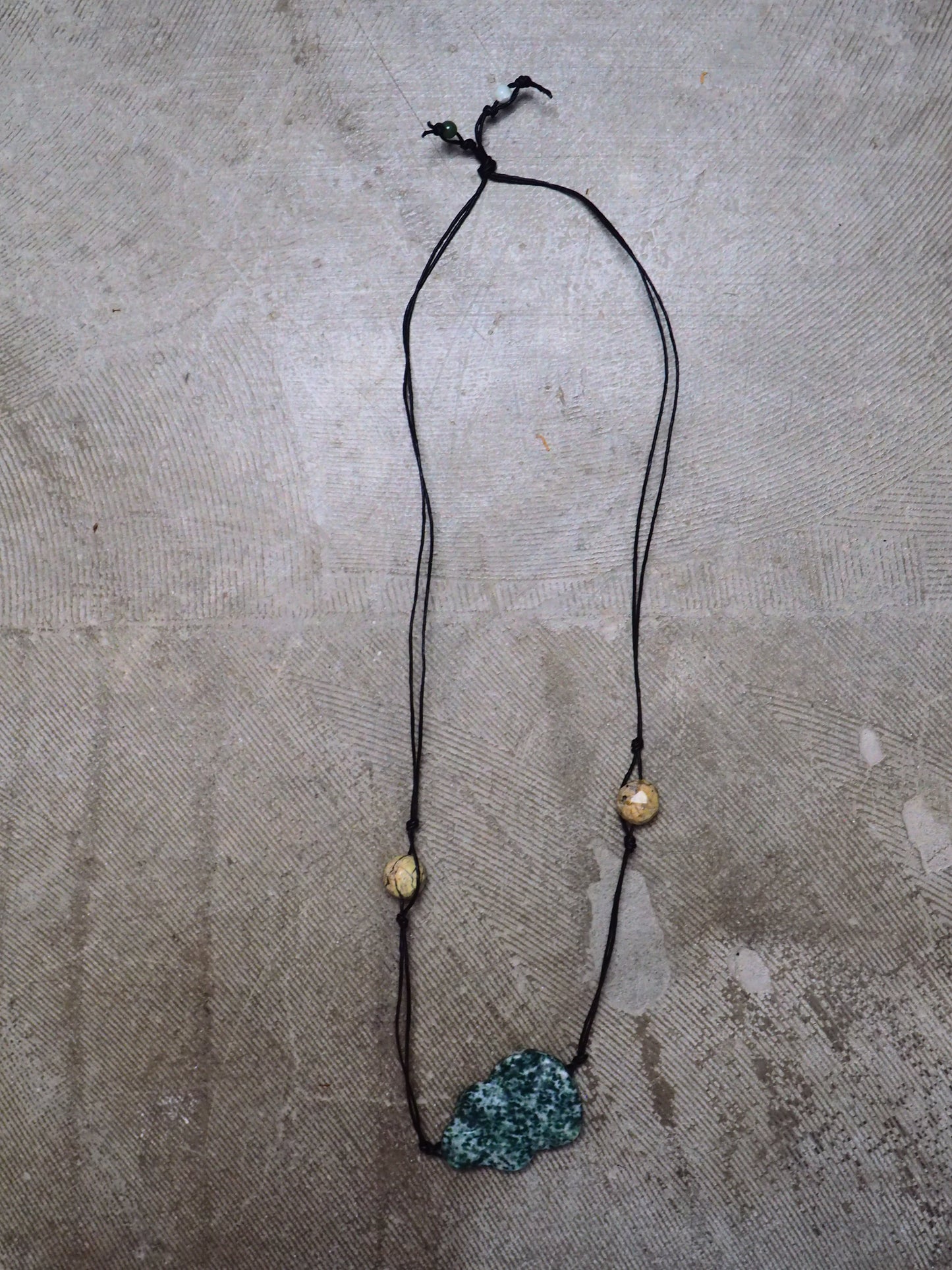 Chrysocolla and Jasper Leather Cord Necklace by JANI