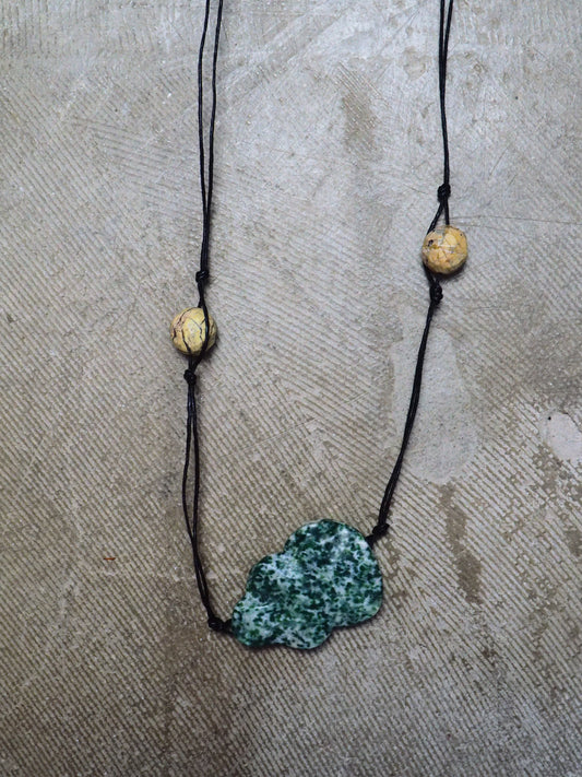 Chrysocolla and Jasper Leather Cord Necklace by JANI