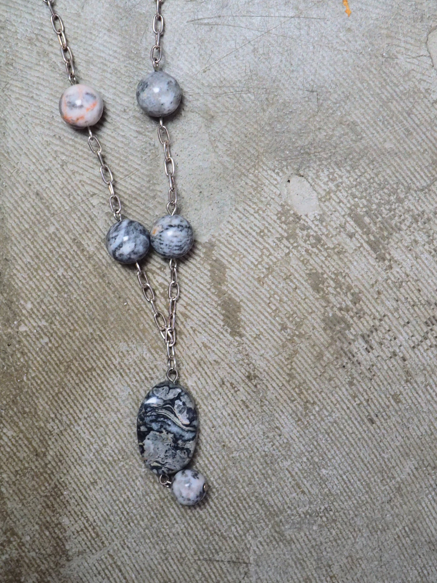 Shades of Jasper on Silver Chain Necklace by JANI