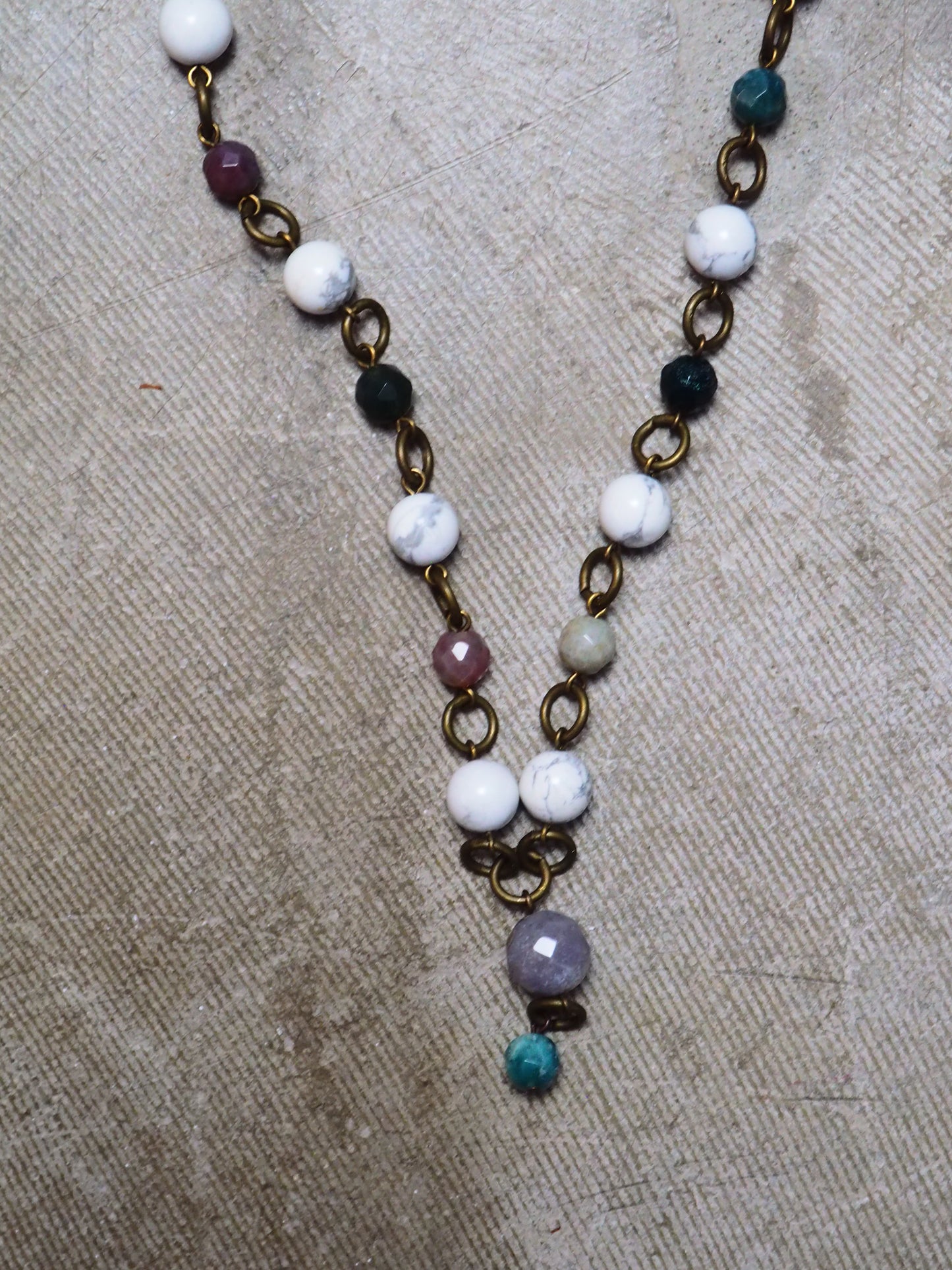 Mixed Agate and Howlite Chained Necklace by JANI