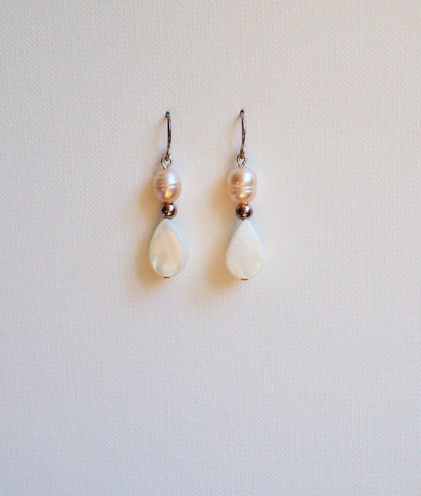 Freshwater Pearl, Mother-of-Pearl and Silver Earrings by JANI