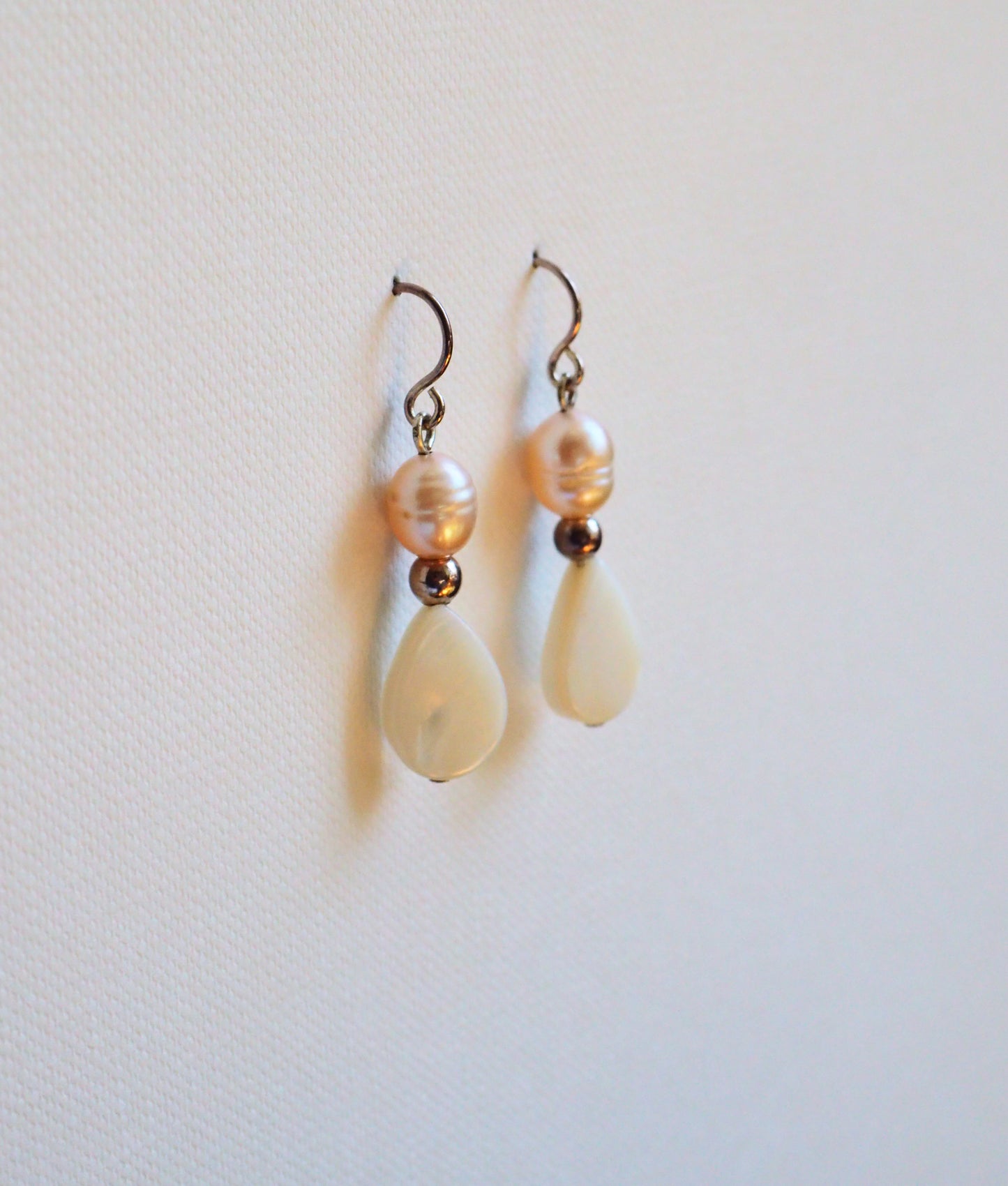 Freshwater Pearl, Mother-of-Pearl and Silver Earrings by JANI