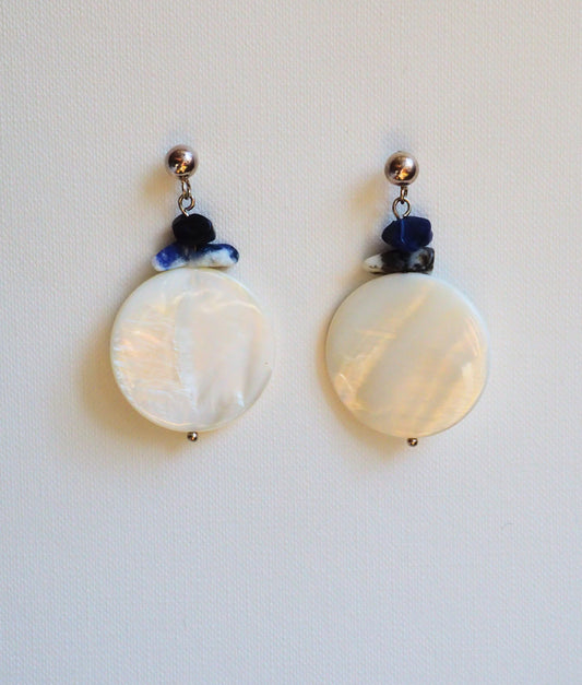 Lapis Lazuli, Mother-of-Pearl and Silver Earrings by JANI