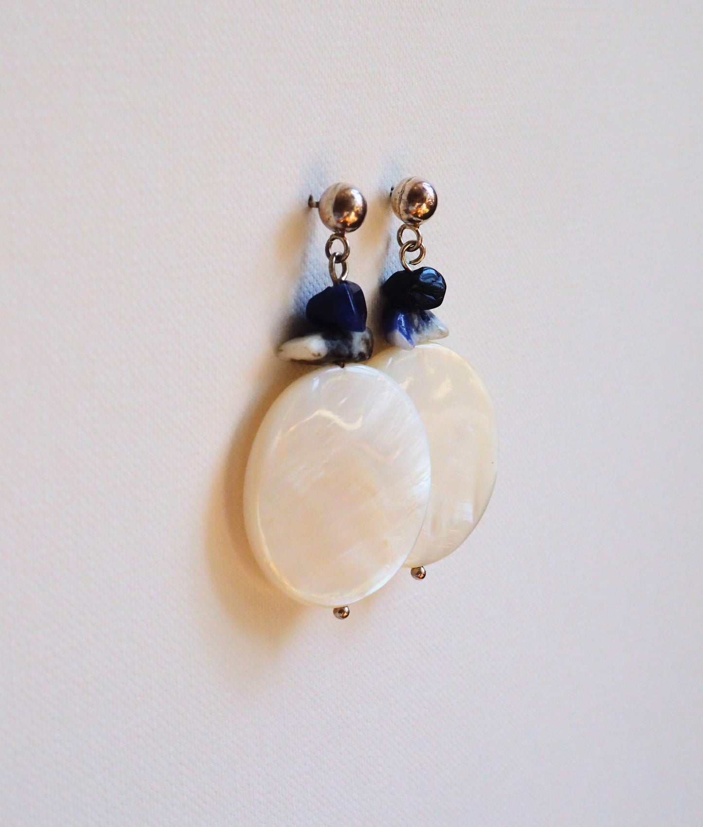 Lapis Lazuli, Mother-of-Pearl and Silver Earrings by JANI