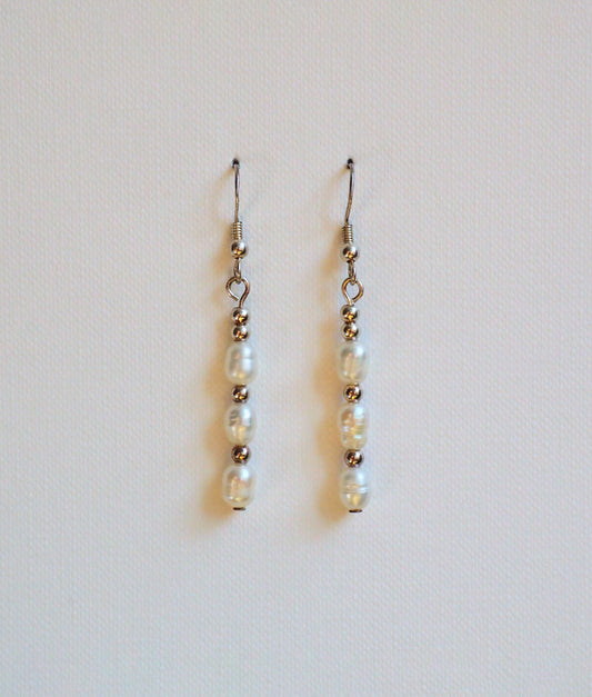 Freshwater Pearl and Silver Earrings by JANI