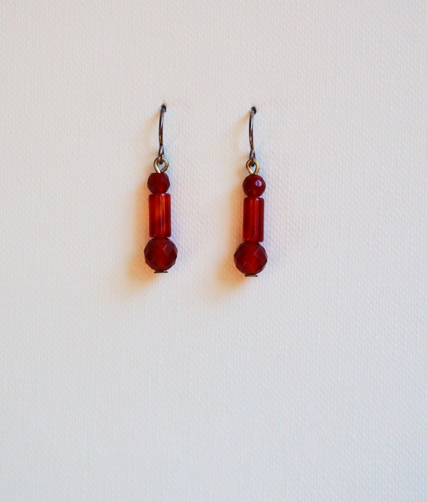 Geometric Carnelian and Silver Earrings by JANI