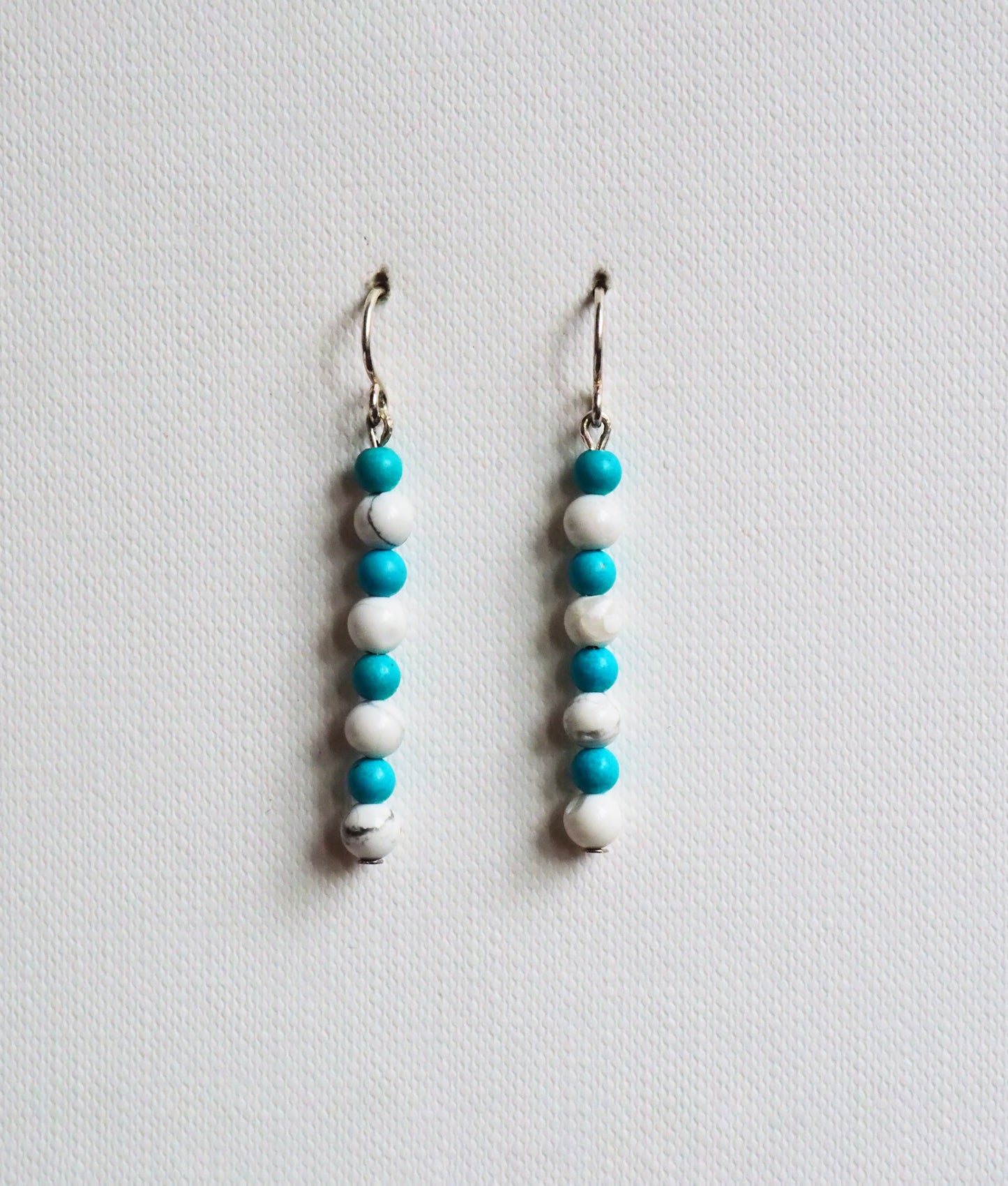 Turquoise, Howlite and Silver Drop Earrings by JANI