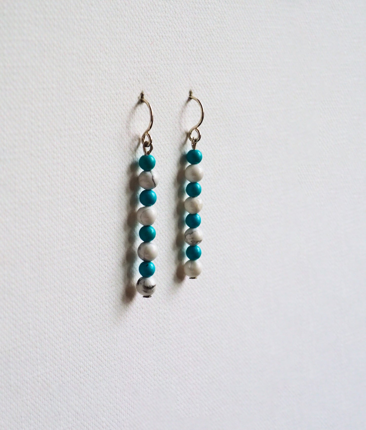 Turquoise, Howlite and Silver Drop Earrings by JANI