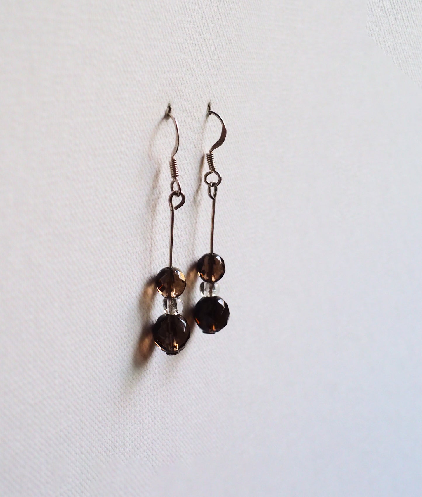 Smoky Quartz and Silver Drop Earrings by JANI