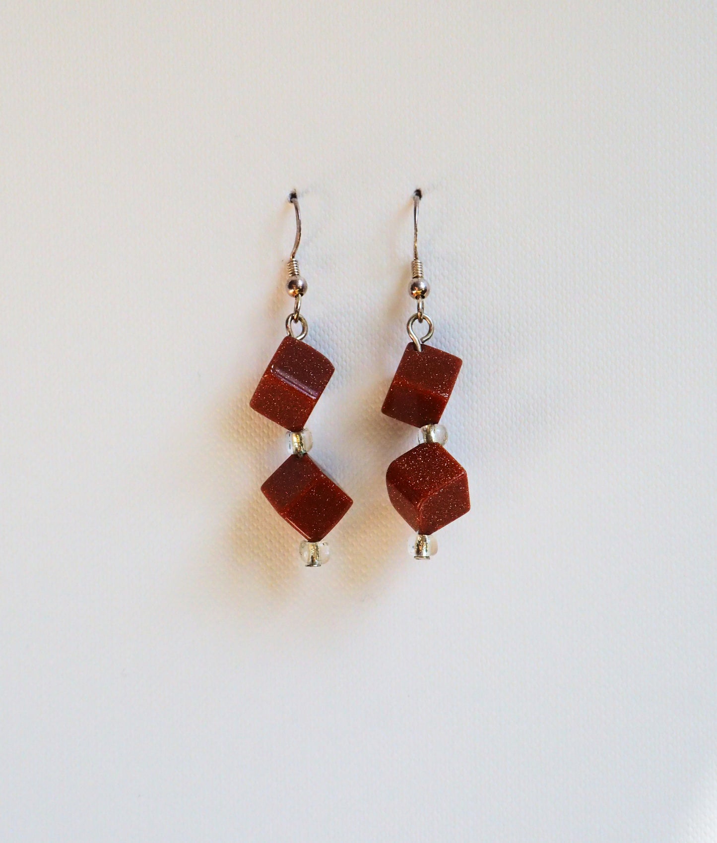 Aventurine Cubes and Silver Earrings by JANI