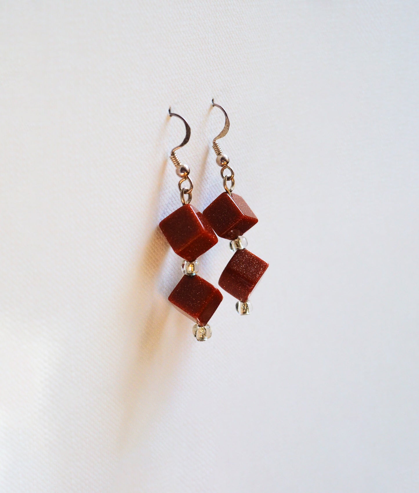 Aventurine Cubes and Silver Earrings by JANI