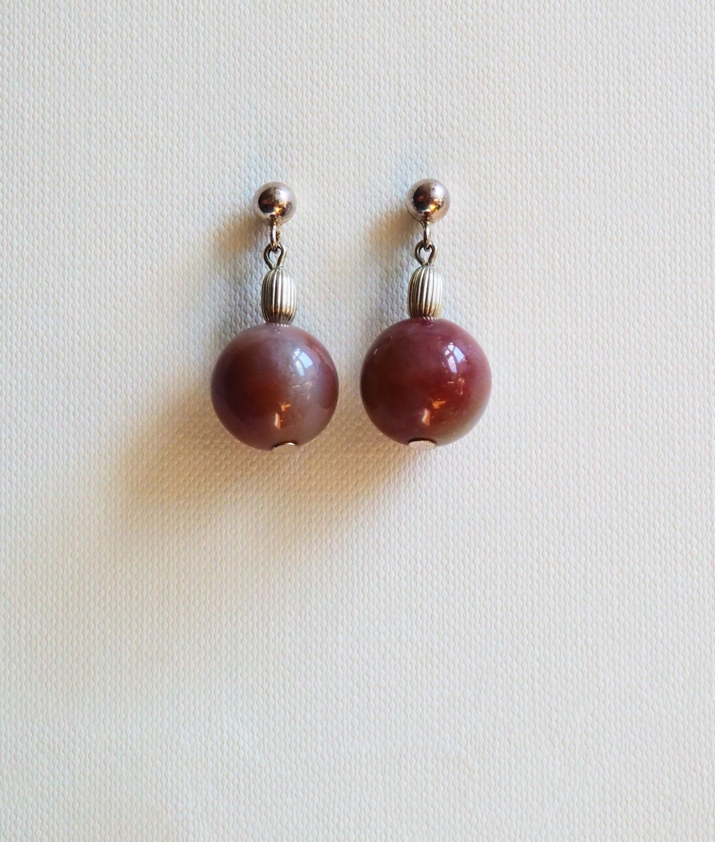 Red Jasper and Silver Drop Earrings by JANI