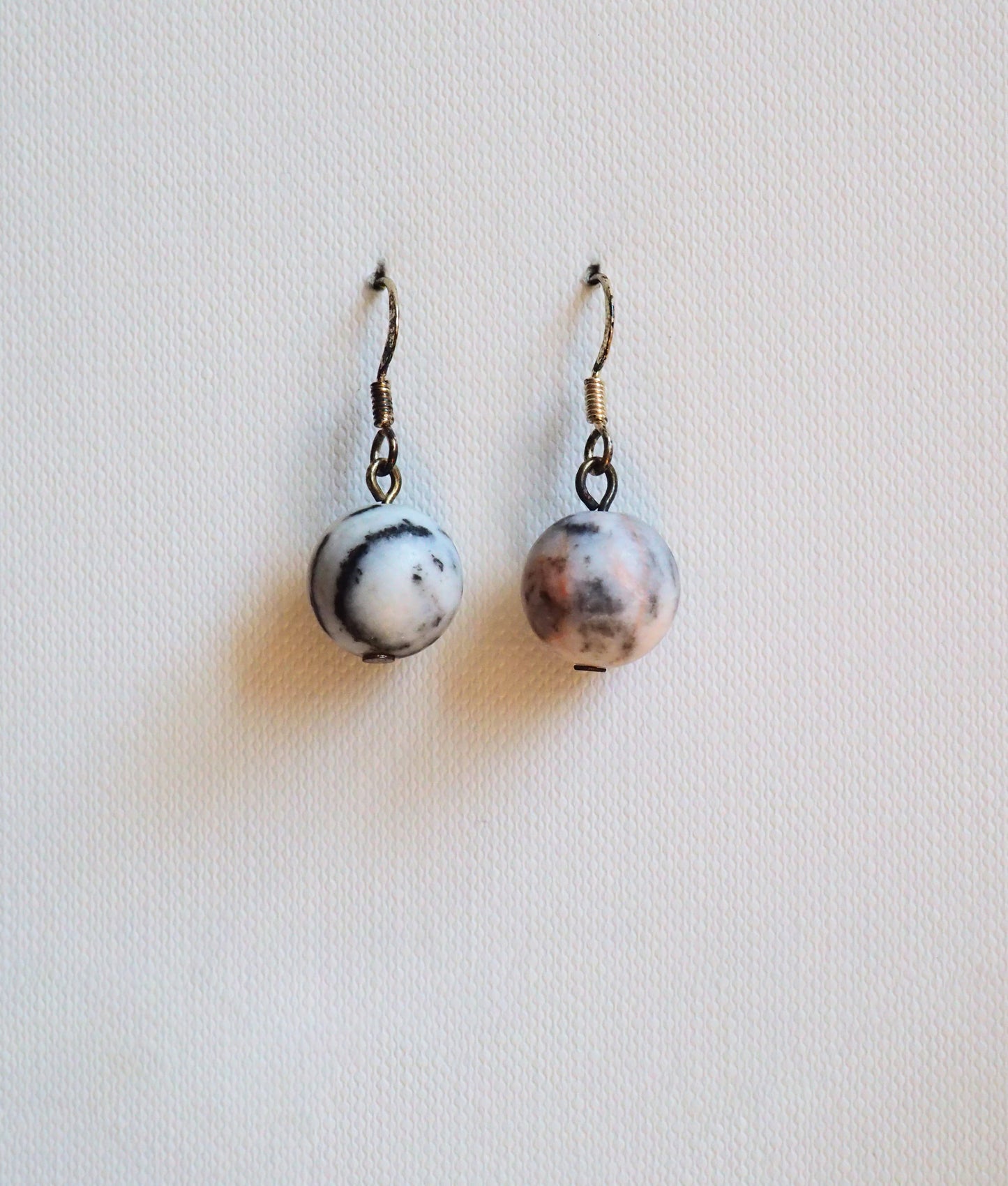 Pink - Black Agate and Silver Earrings by JANI