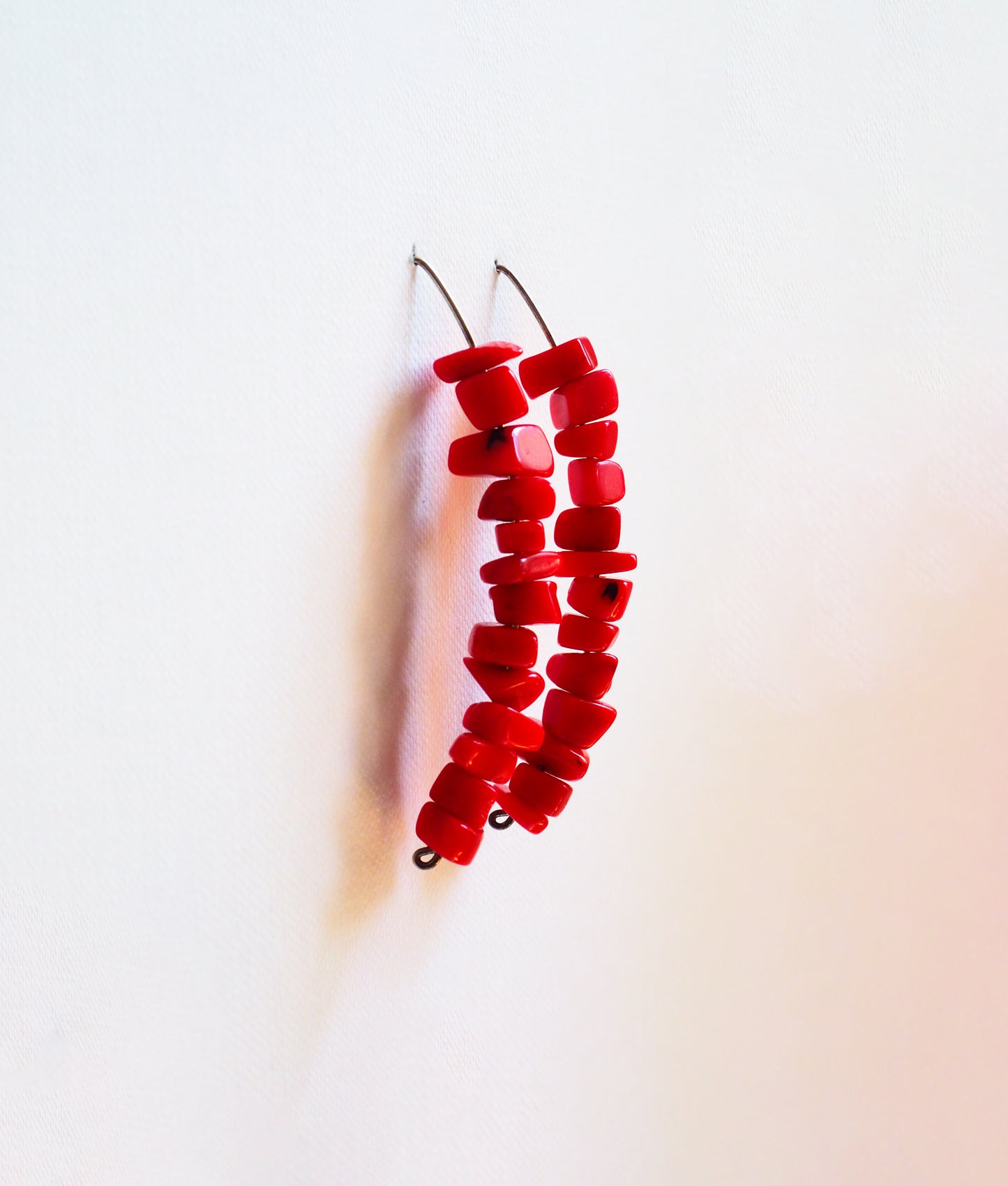 Coral Chip and Silver Earrings by JANI