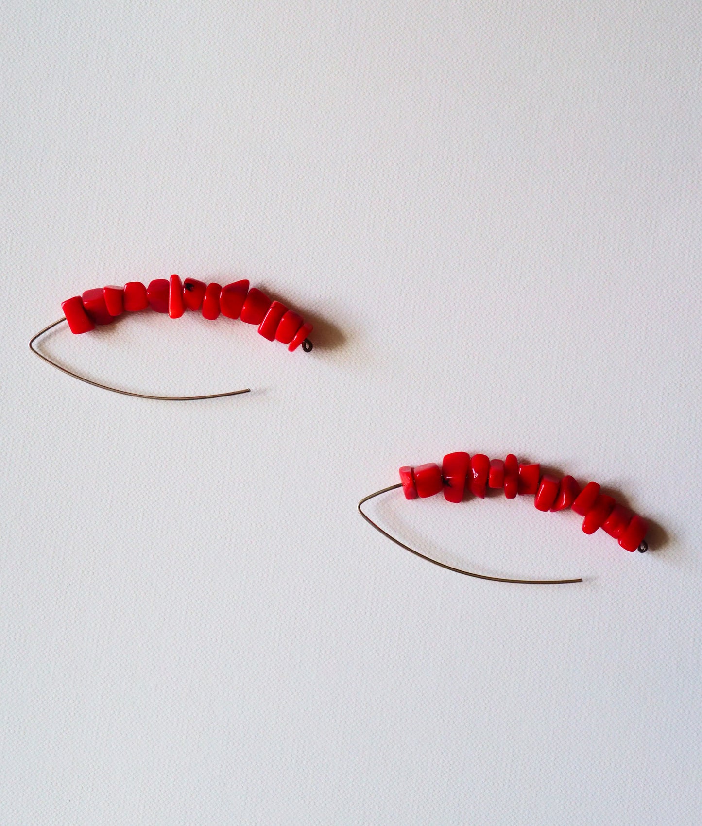 Coral Chip and Silver Earrings by JANI