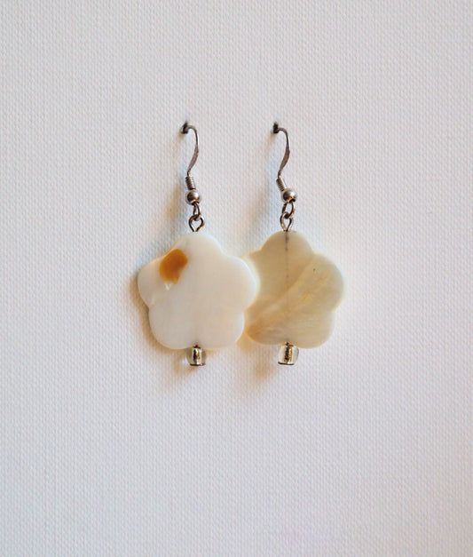 Mother-of-Pearl Flower Drop Earrings by JANI