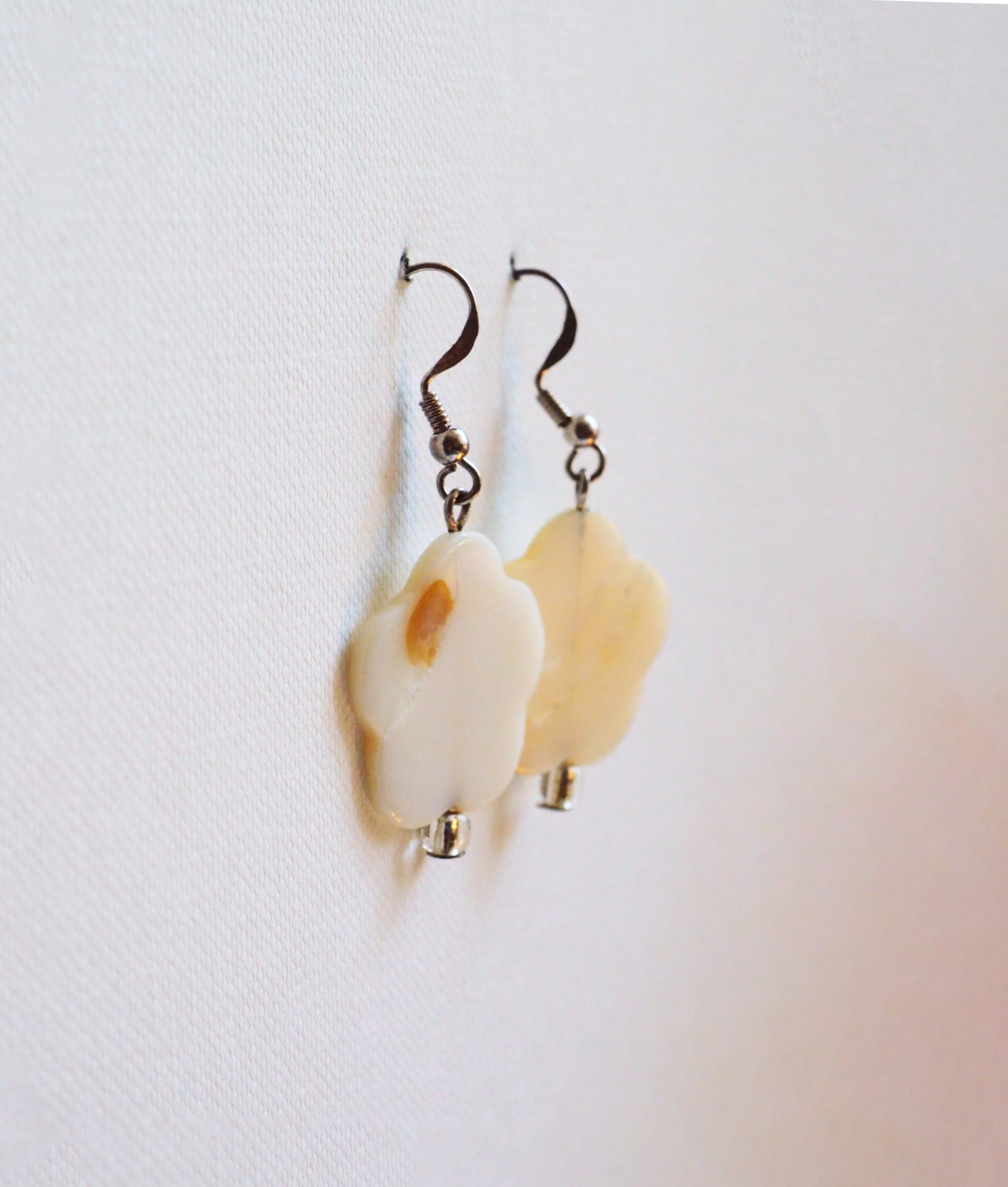 Mother-of-Pearl Flower Drop Earrings by JANI