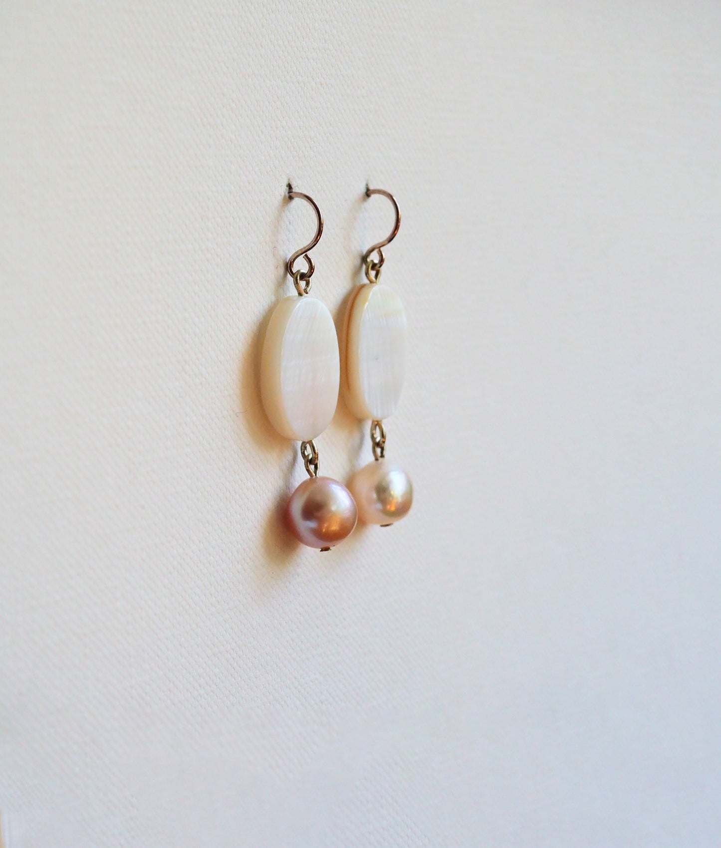 Freshwater Pearl, Nacre and Silver Earrings by JANI