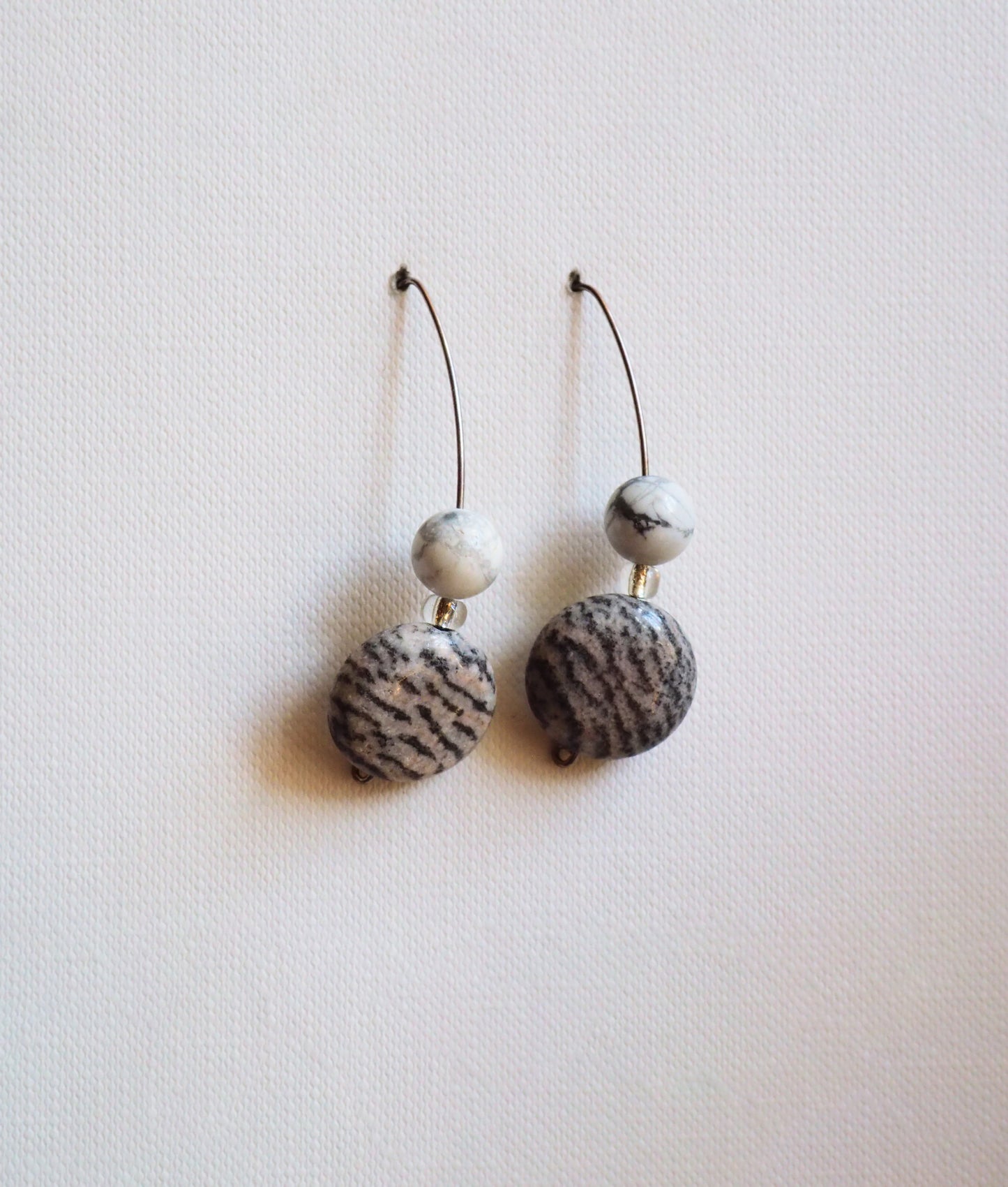 Dalmatian Jasper, Howlite and Silver Earrings by JANI