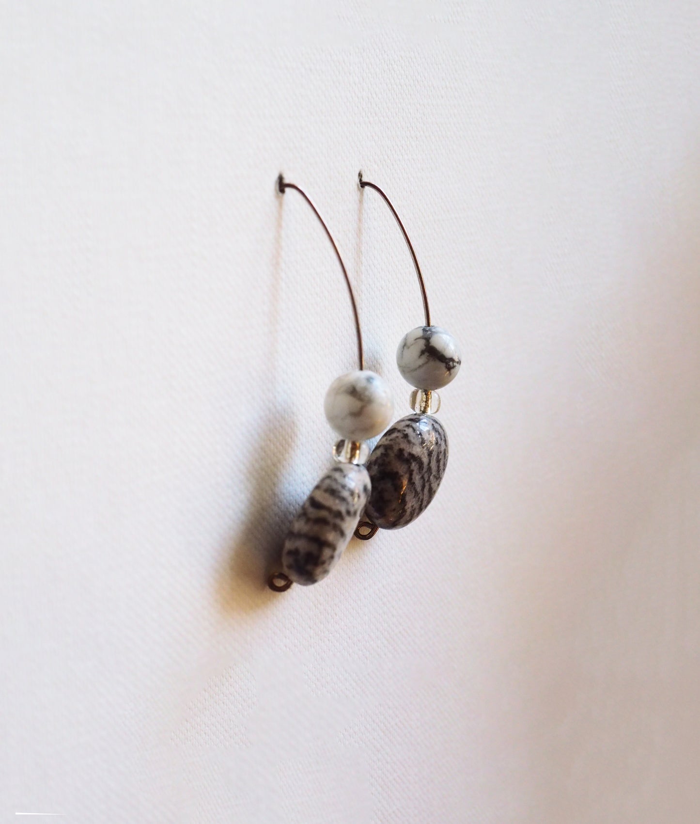 Dalmatian Jasper, Howlite and Silver Earrings by JANI